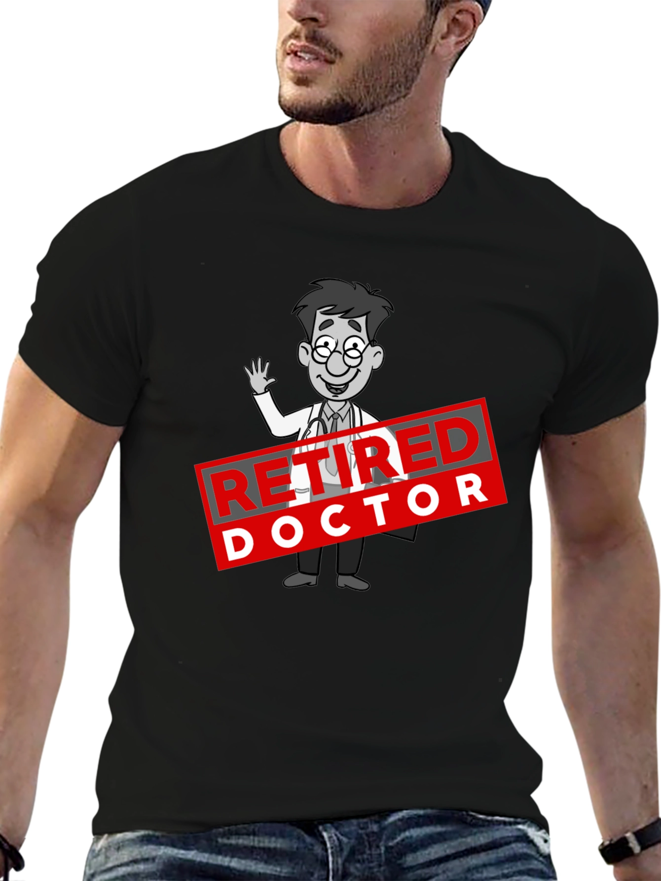 Retired Doctor Graphic T-Shirt - Black Casual Tee