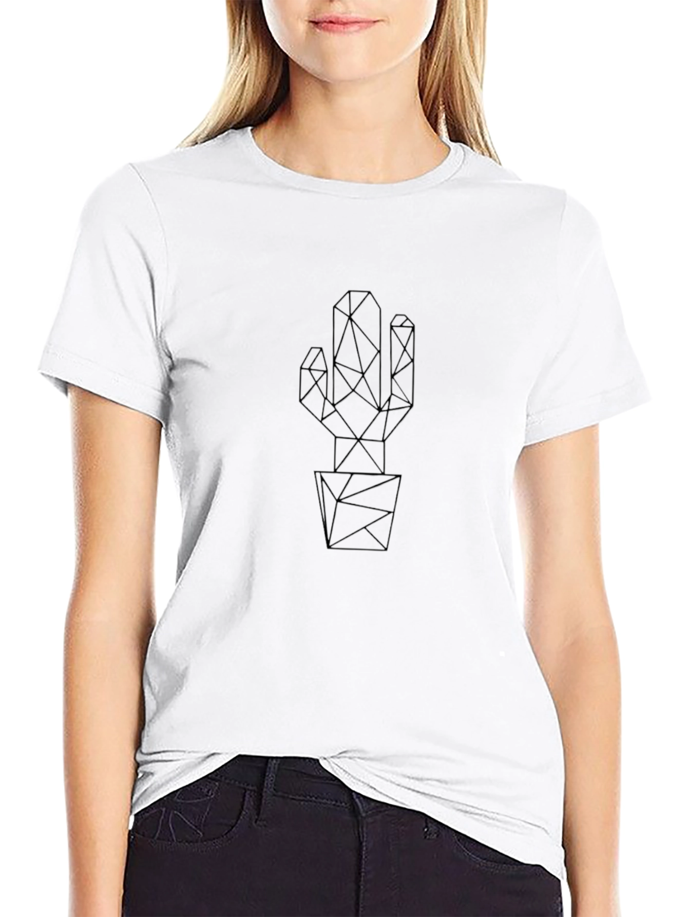 Geometric Cactus Black T-Shirt