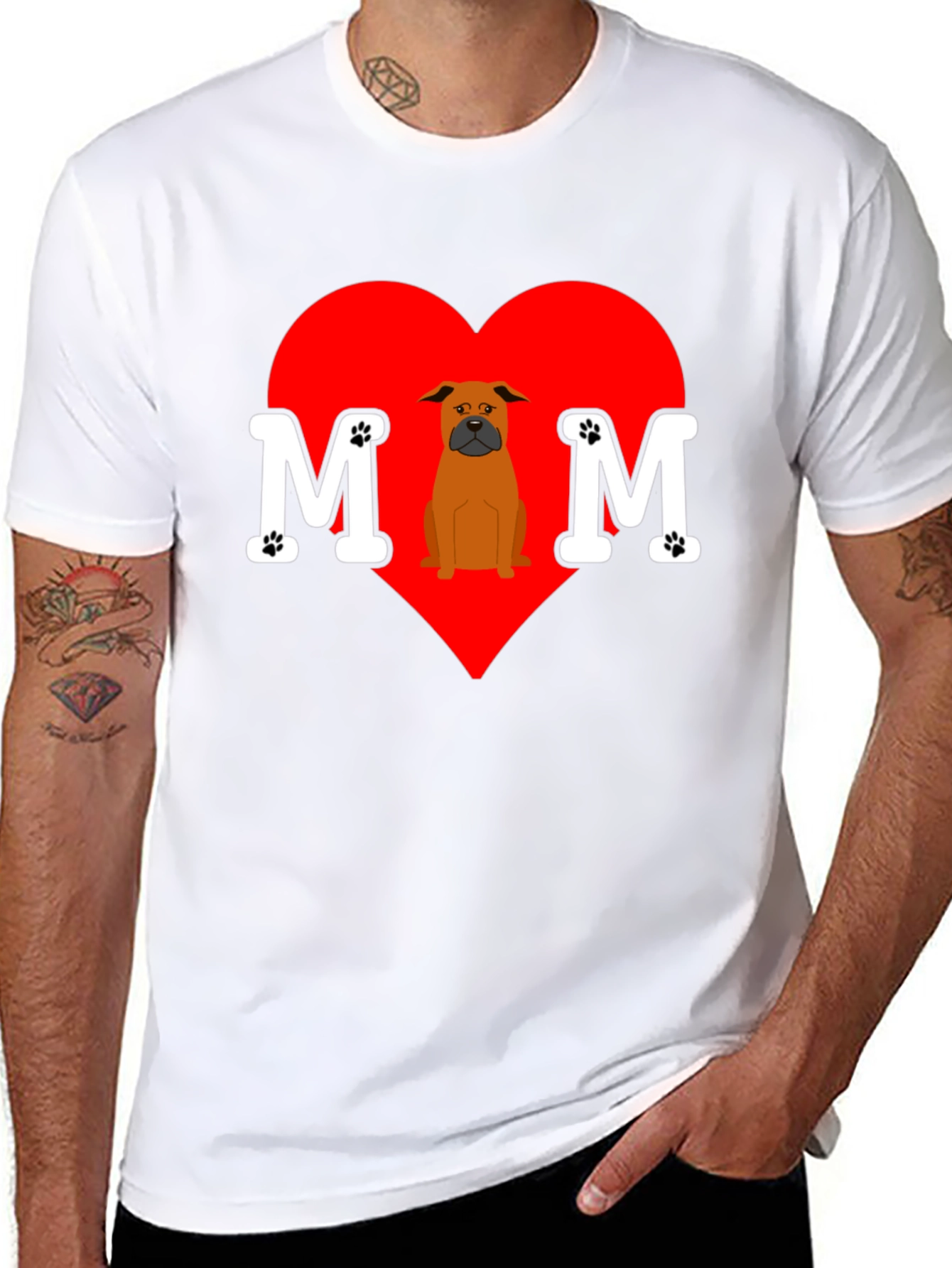Dog Mom T-Shirt Heart Design Pet Lover Tee