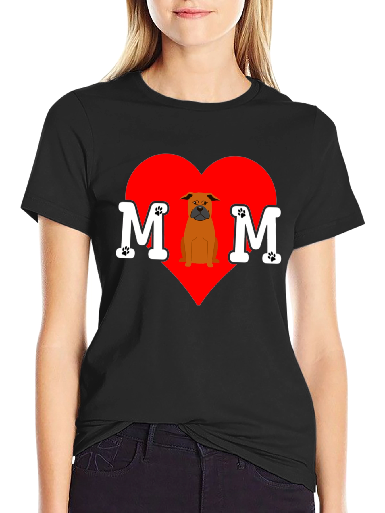 Dog Mom T-Shirt Heart Design Pet Lover Tee
