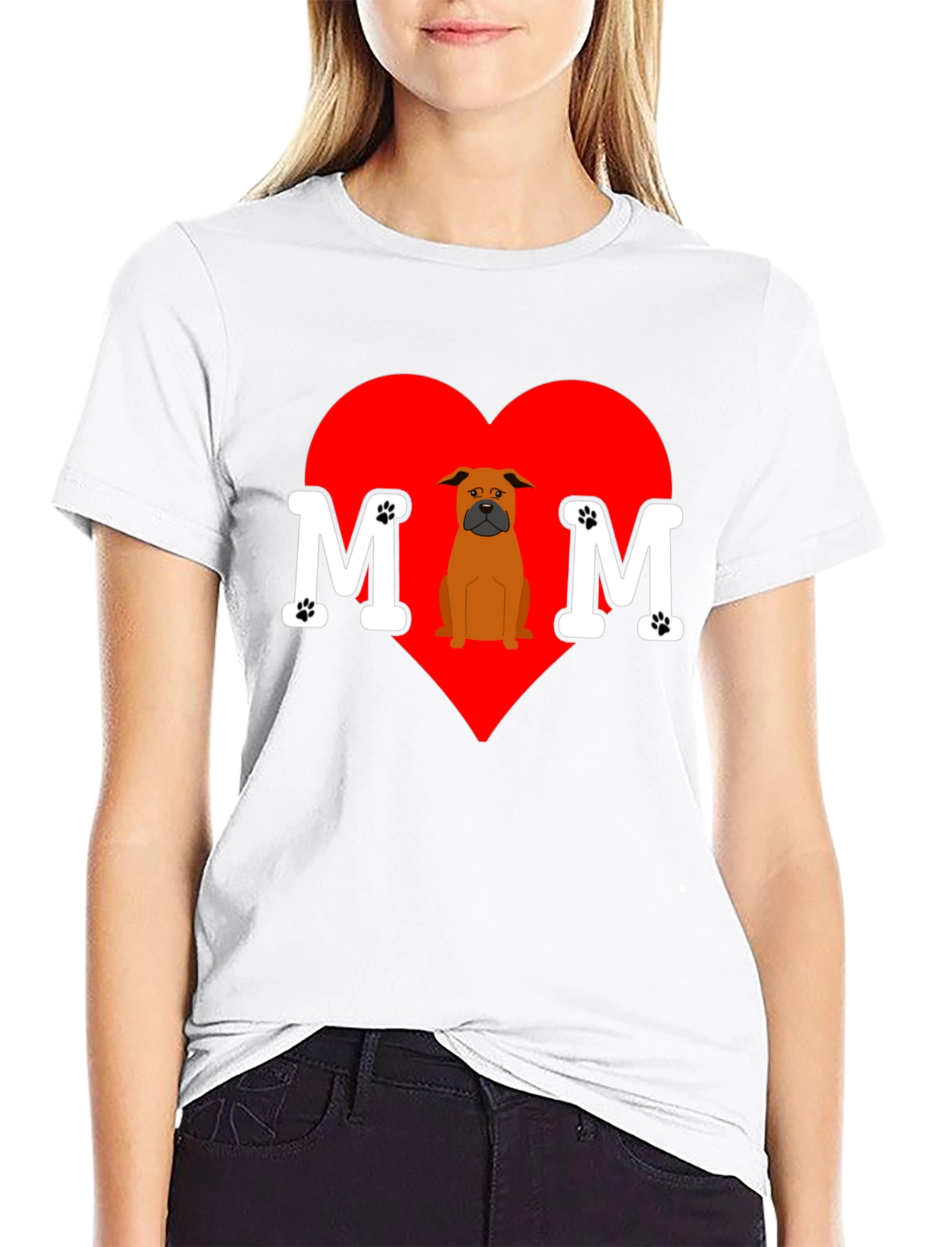 Dog Mom T-Shirt Heart Design Pet Lover Tee