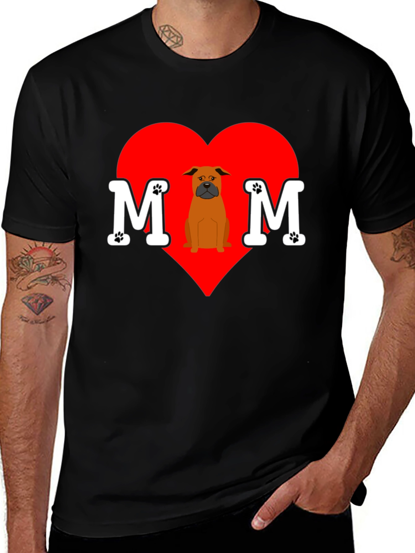 Dog Mom T-Shirt Heart Design Pet Lover Tee
