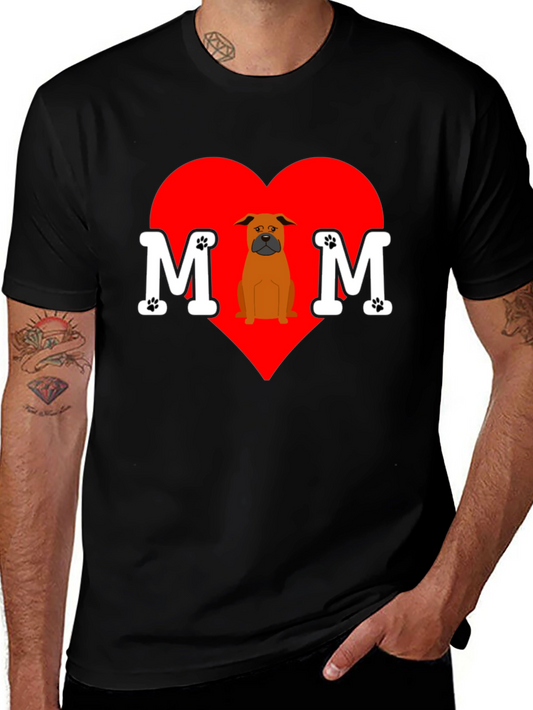 Dog Mom T-Shirt Heart Design Pet Lover Tee