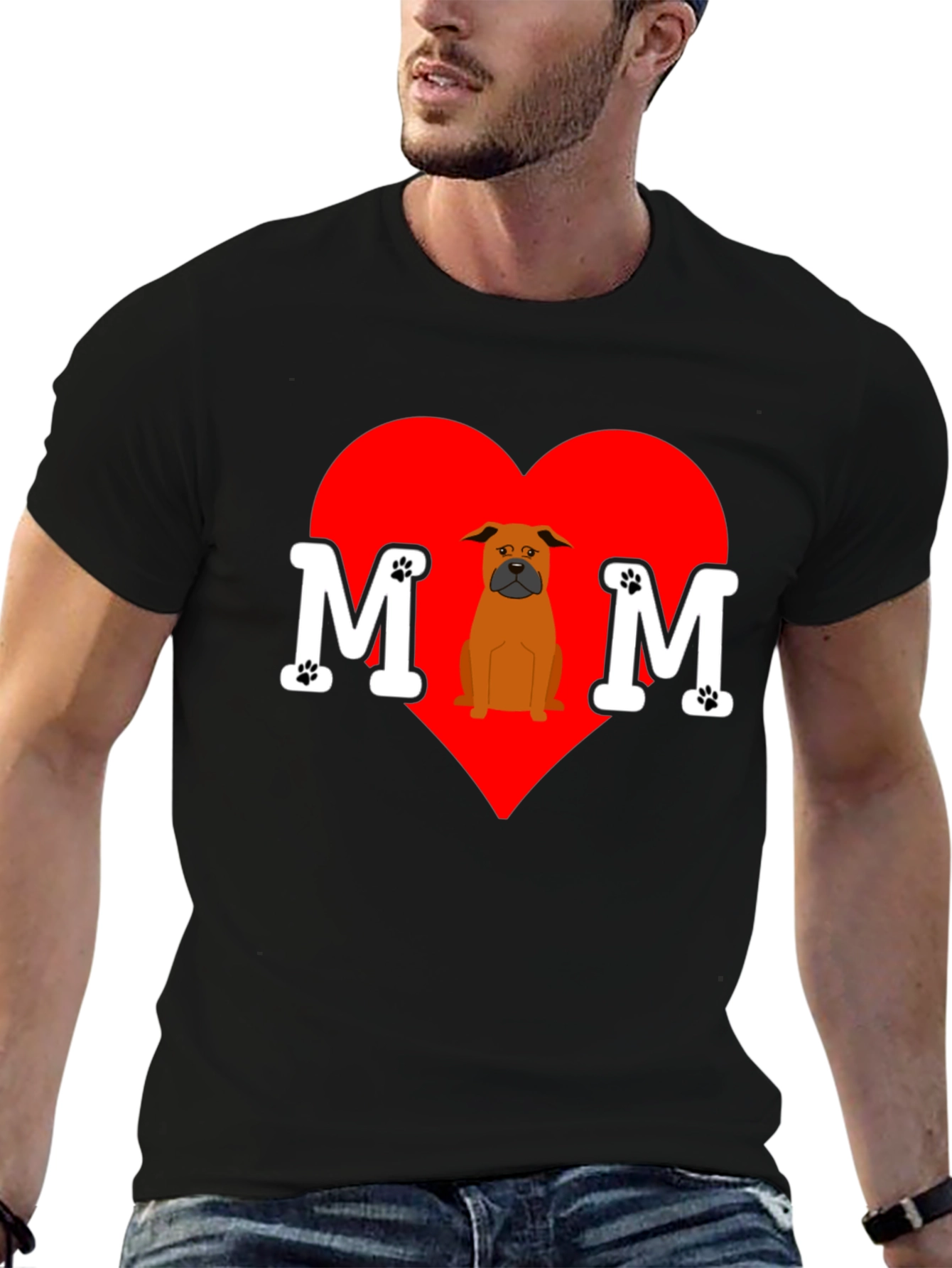 Dog Mom T-Shirt Heart Design Pet Lover Tee