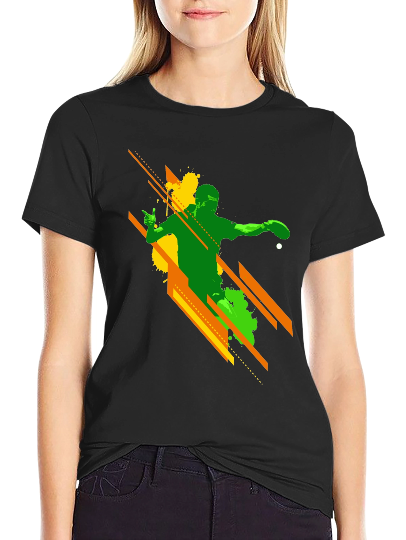 Abstract Table Tennis Black T-Shirt