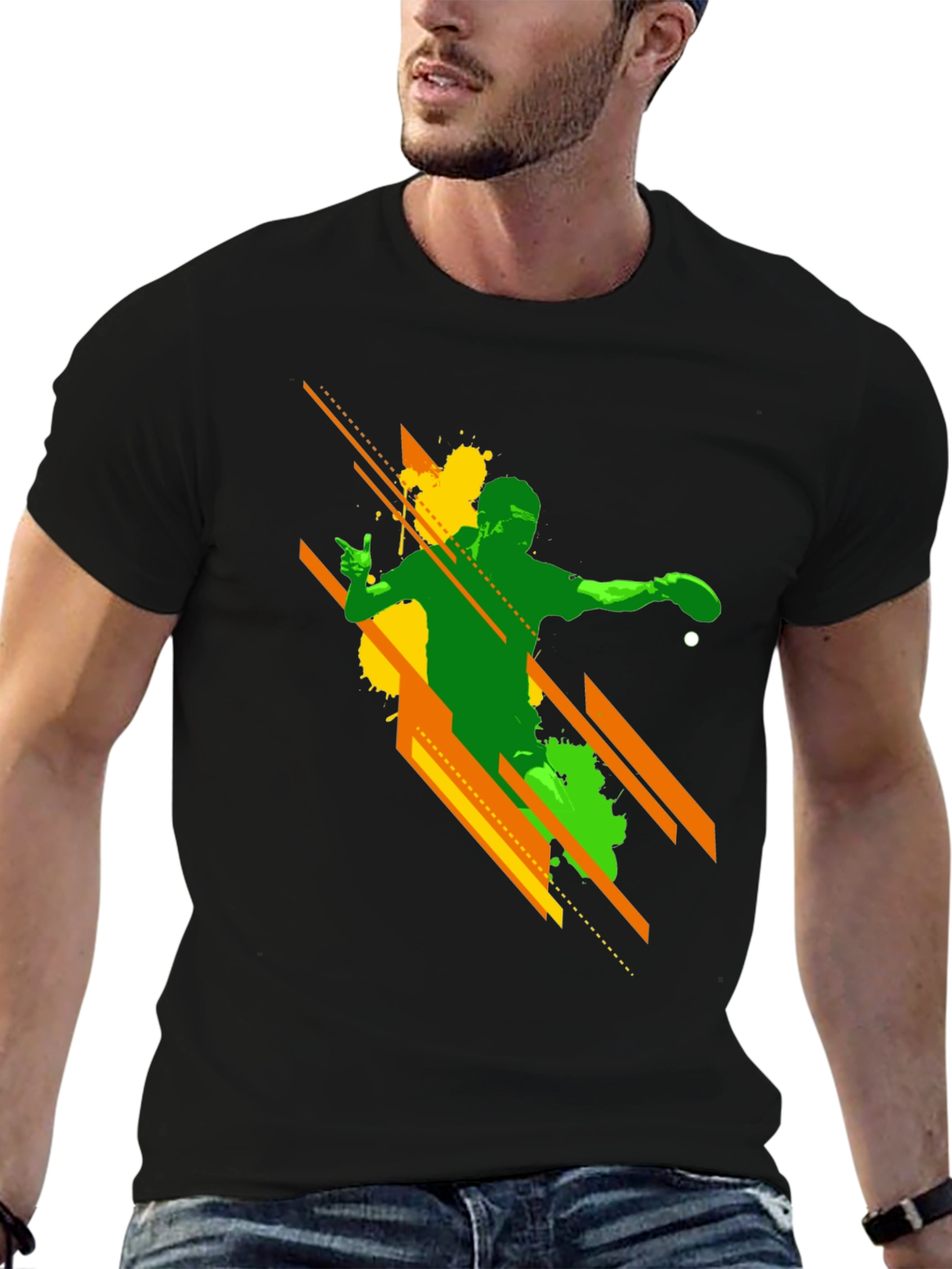 Abstract Table Tennis Black T-Shirt