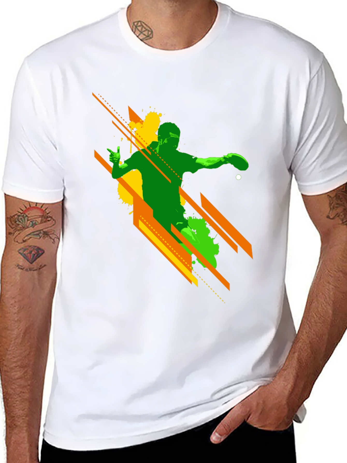 Abstract Table Tennis Black T-Shirt