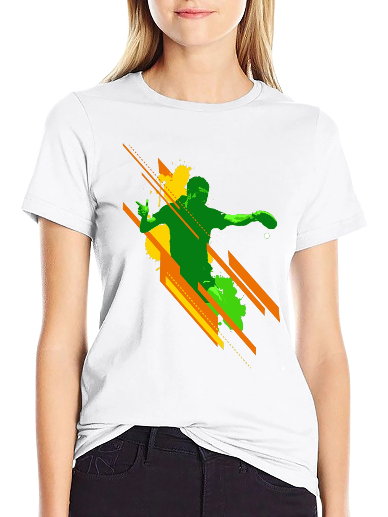 Abstract Table Tennis Black T-Shirt