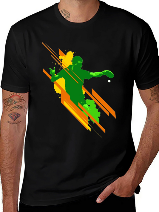 Abstract Table Tennis Black T-Shirt