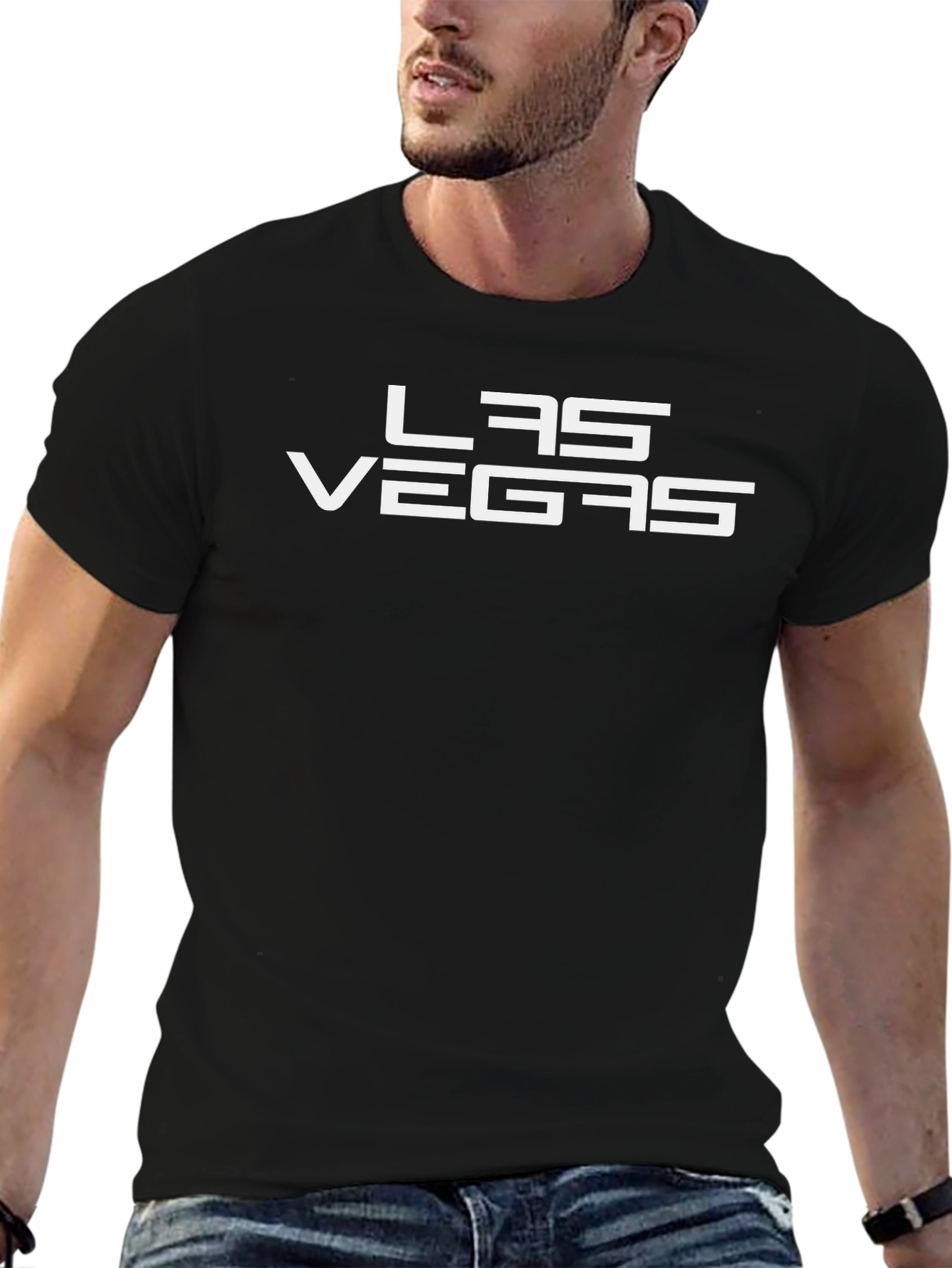 Las Vegas Graphic Tee - Black Cotton T-Shirt