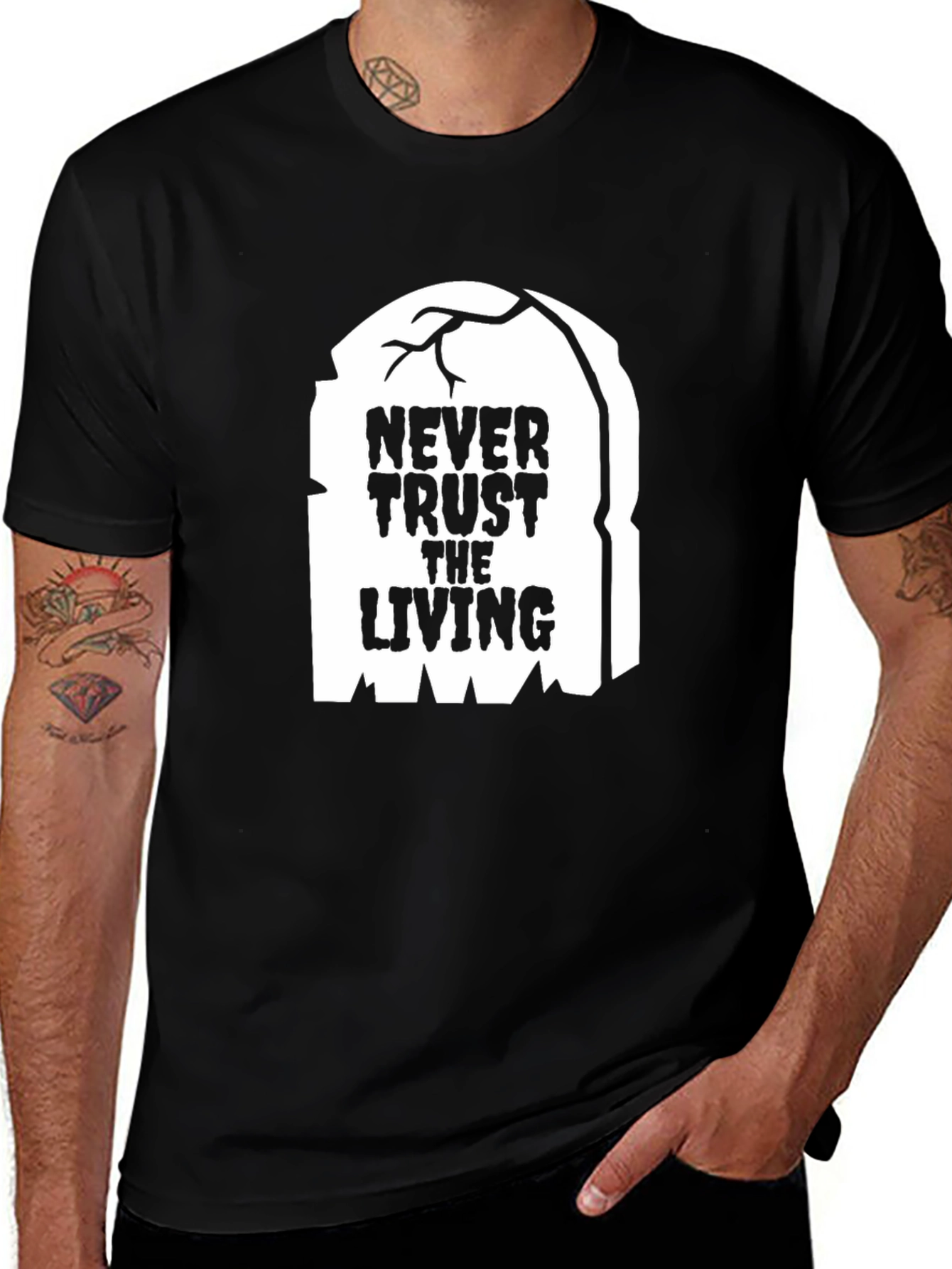 Never Trust the Living Graphic Tee - Halloween Spooky