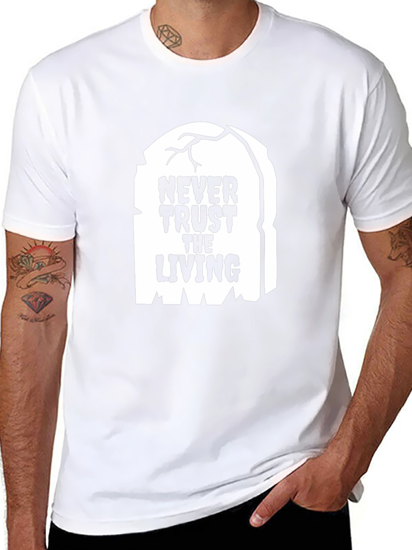 Never Trust the Living Graphic Tee - Halloween Spooky