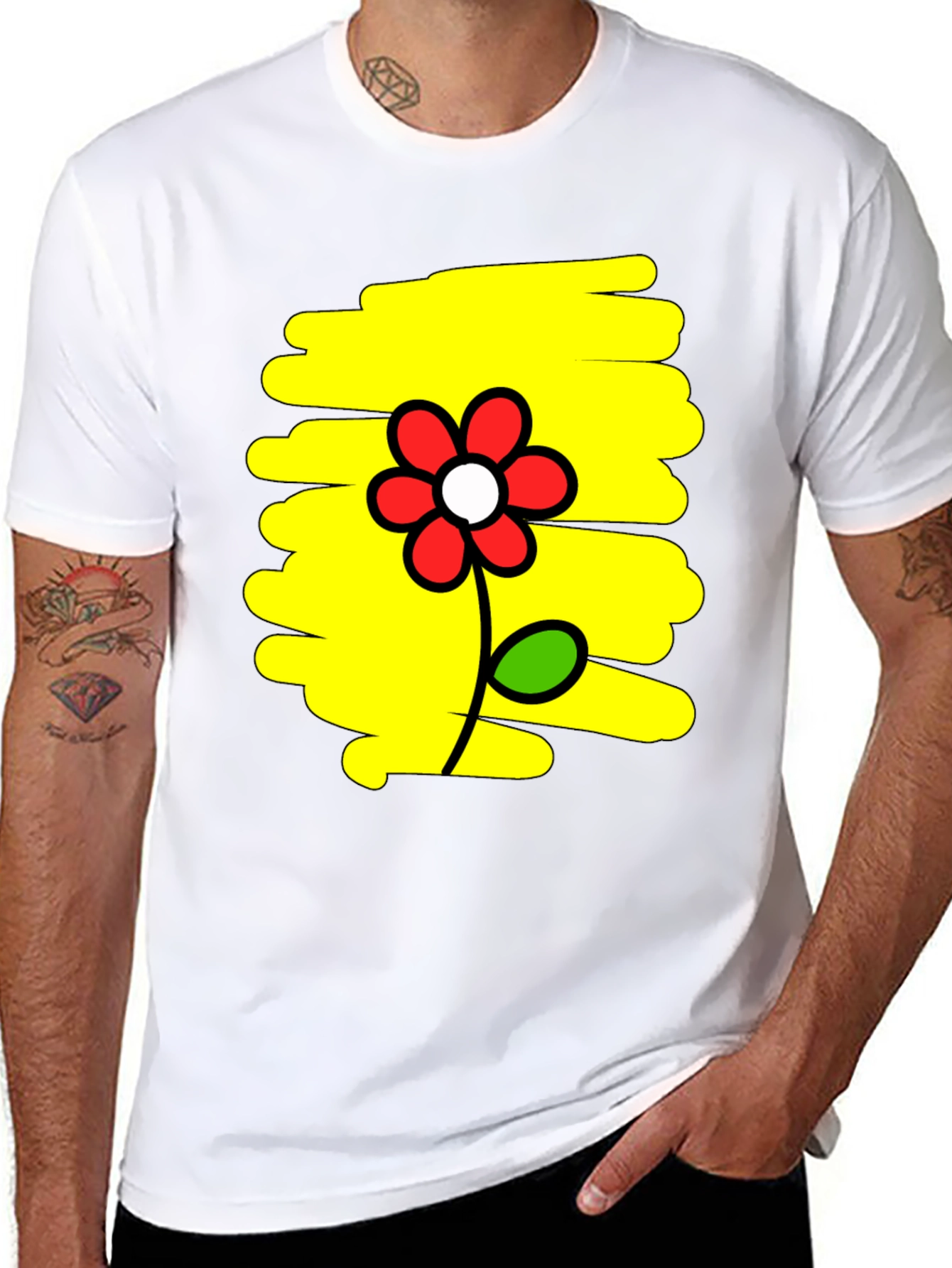 Floral Graphic Print Mens Black T-Shirt