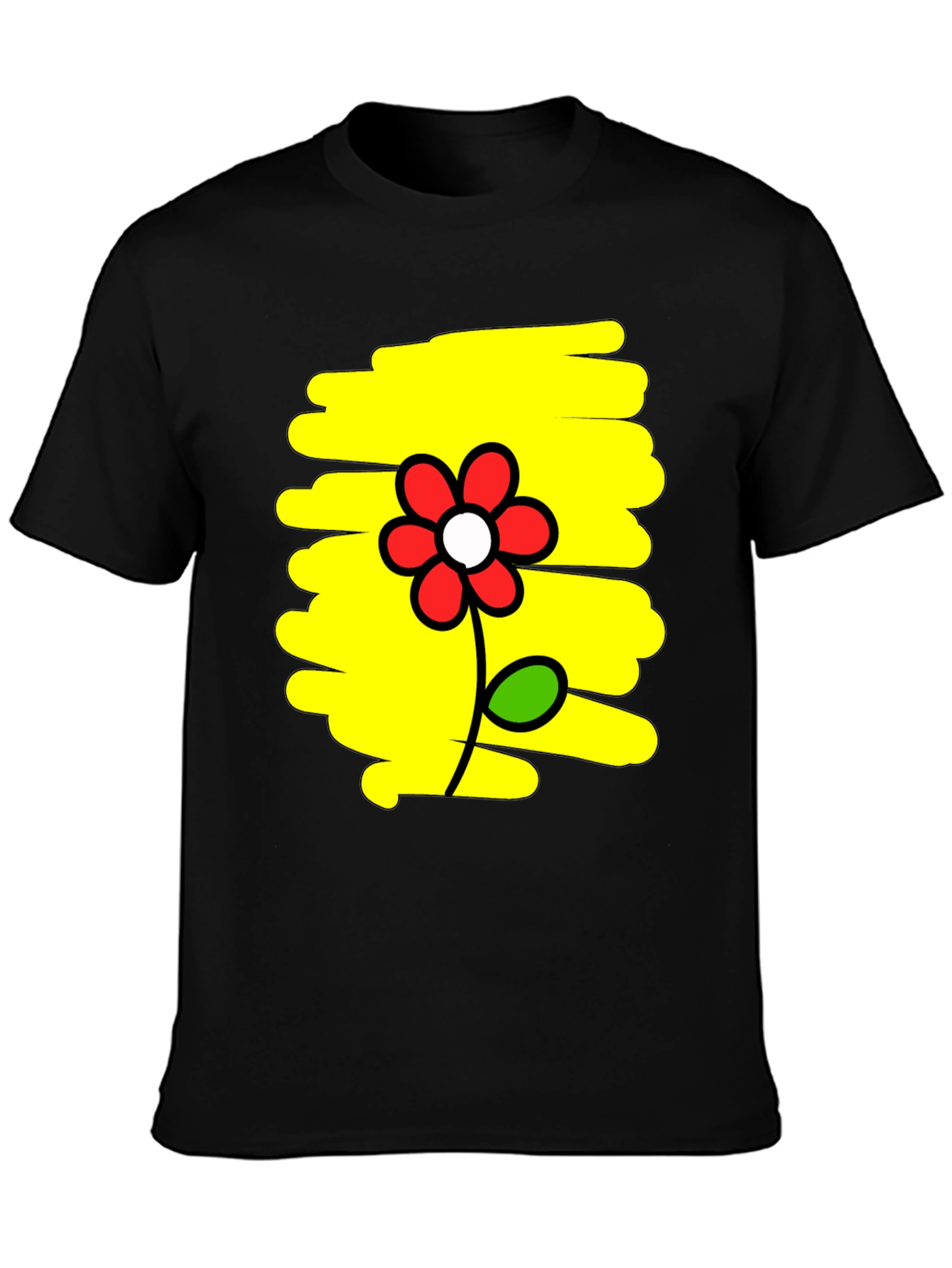 Floral Graphic Print Mens Black T-Shirt