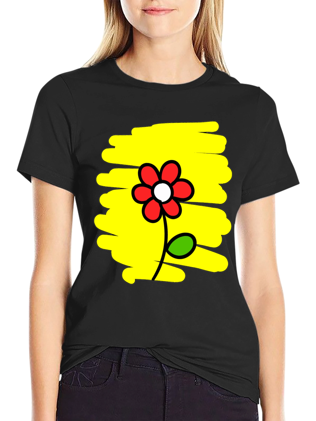 Floral Graphic Print Mens Black T-Shirt