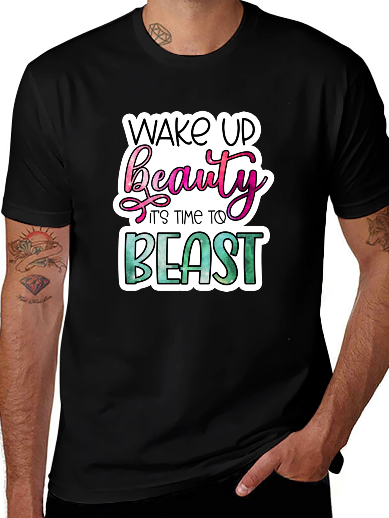 Wake Up Beauty Beast Graphic T-Shirt