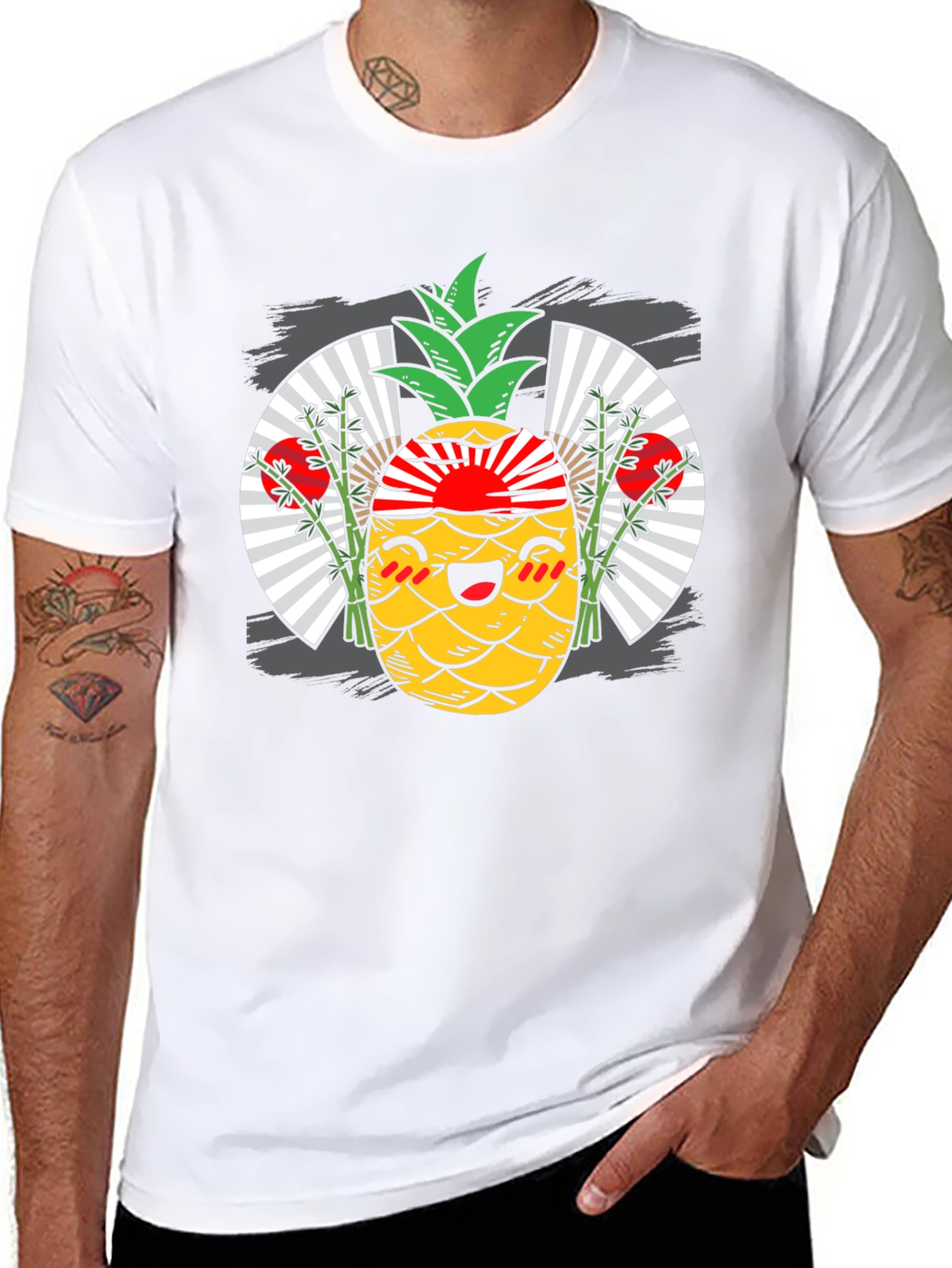 Kawaii Pineapple T-Shirt - Japanese Rising Sun Design