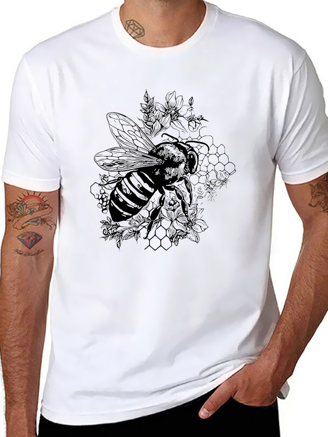 Black Bee Graphic Tee - Stylish Unisex Design