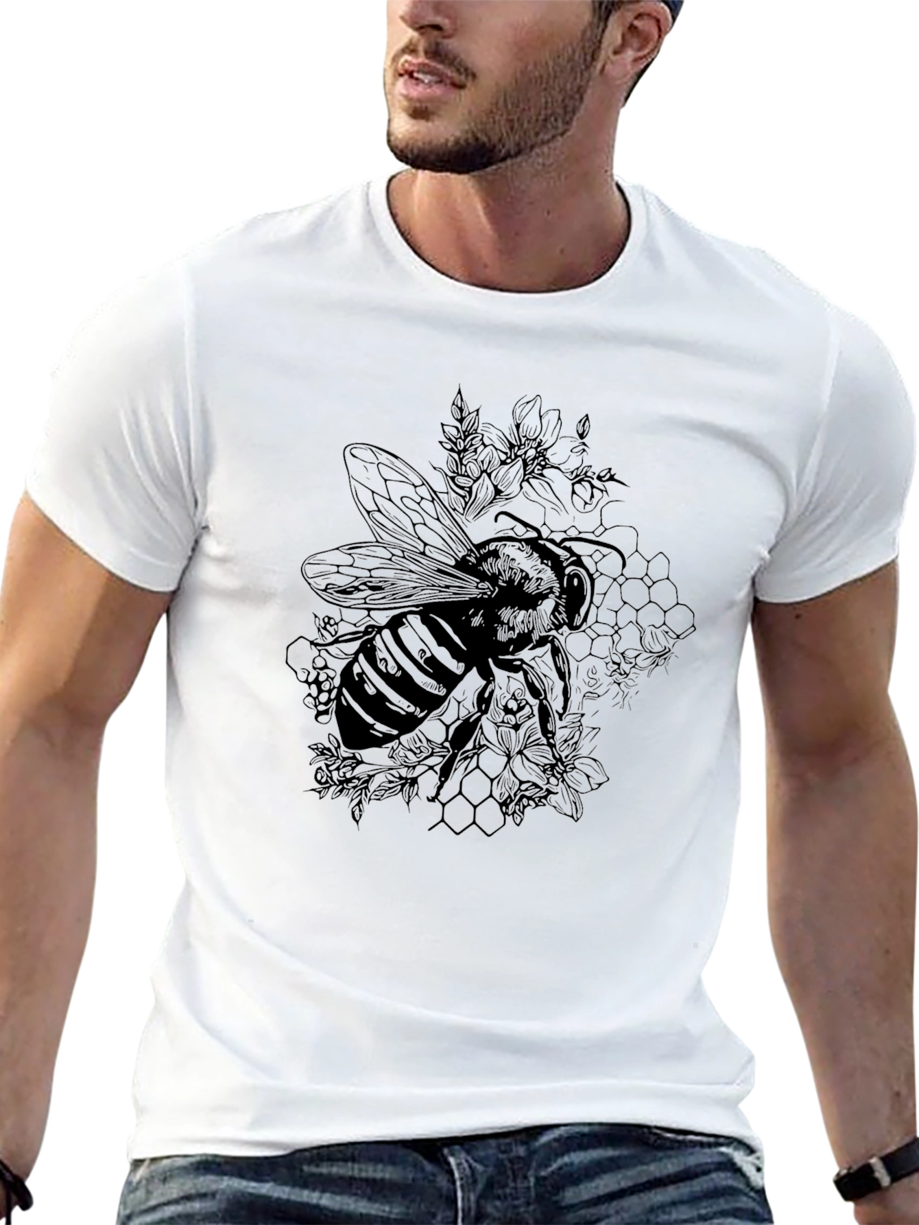 Black Bee Graphic Tee - Stylish Unisex Design