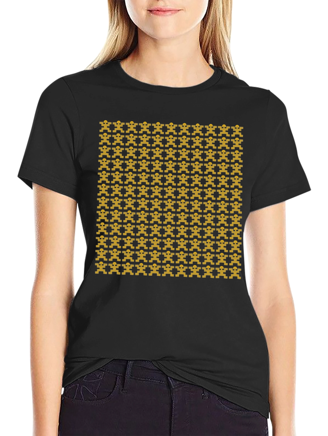 Geometric Patterned Black T-Shirt