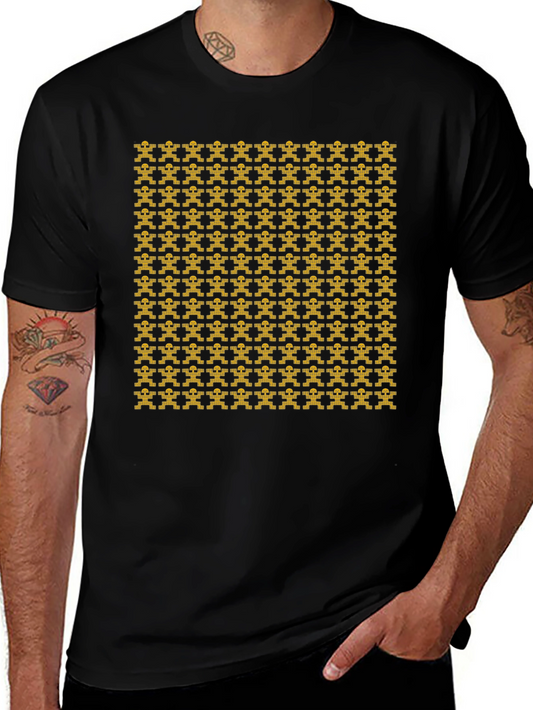 Geometric Patterned Black T-Shirt