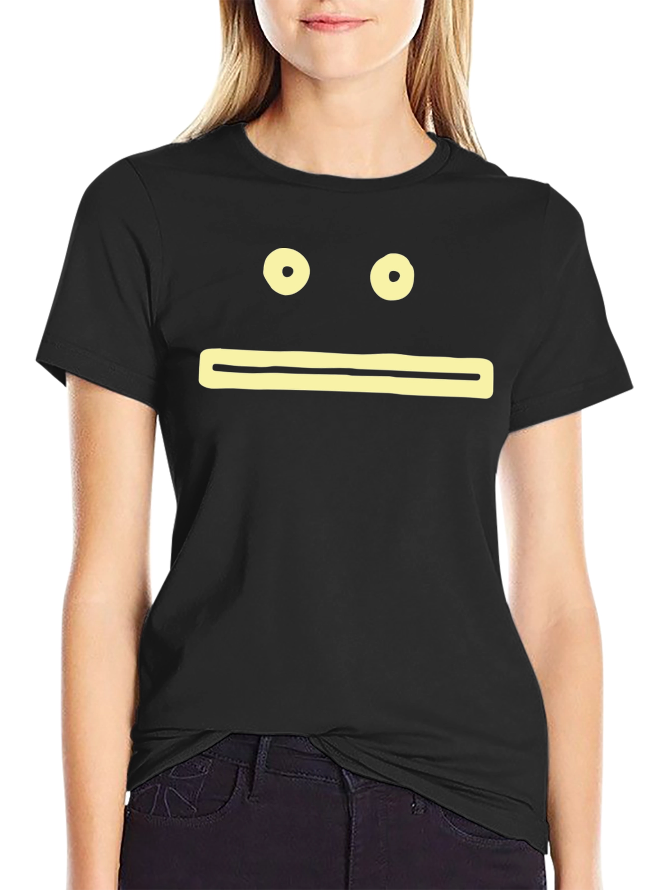 Expressionless Face Graphic Black T-Shirt