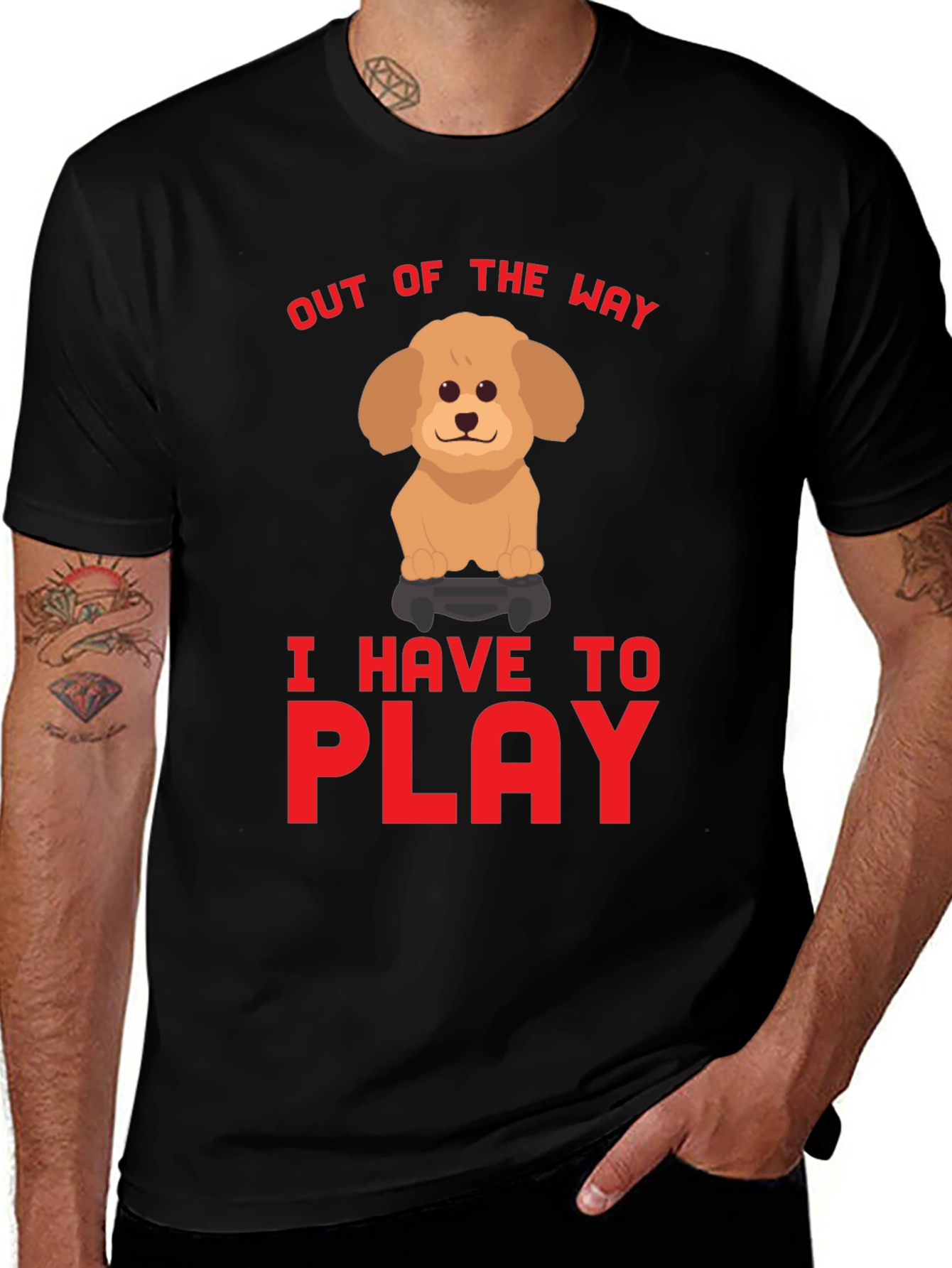 Out Of The Way Dog Gamer T-Shirt