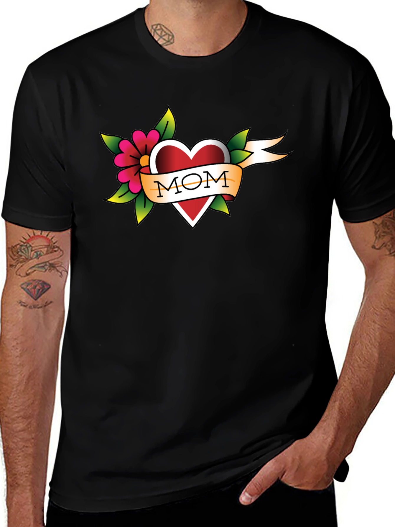 Mom Tattoo Style Heart T-Shirt