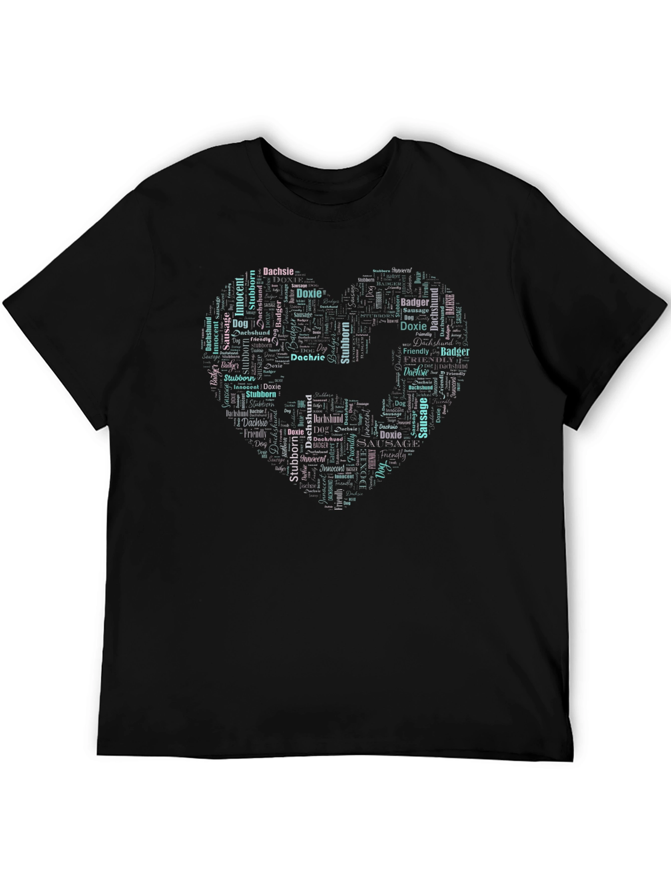 Dachshund Word Art Heart T-Shirt