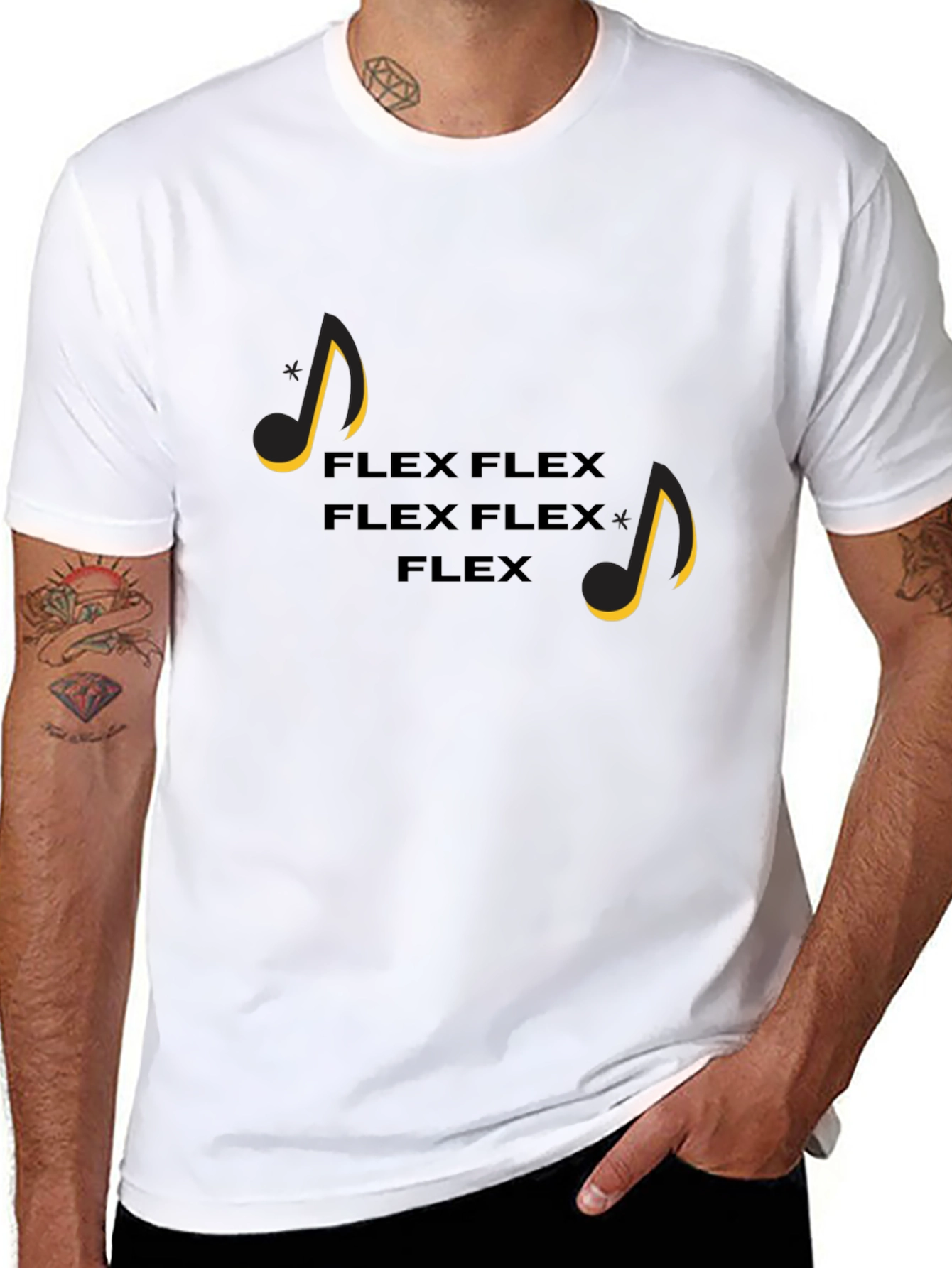 Flex Music Notes Graphic Tee - Black