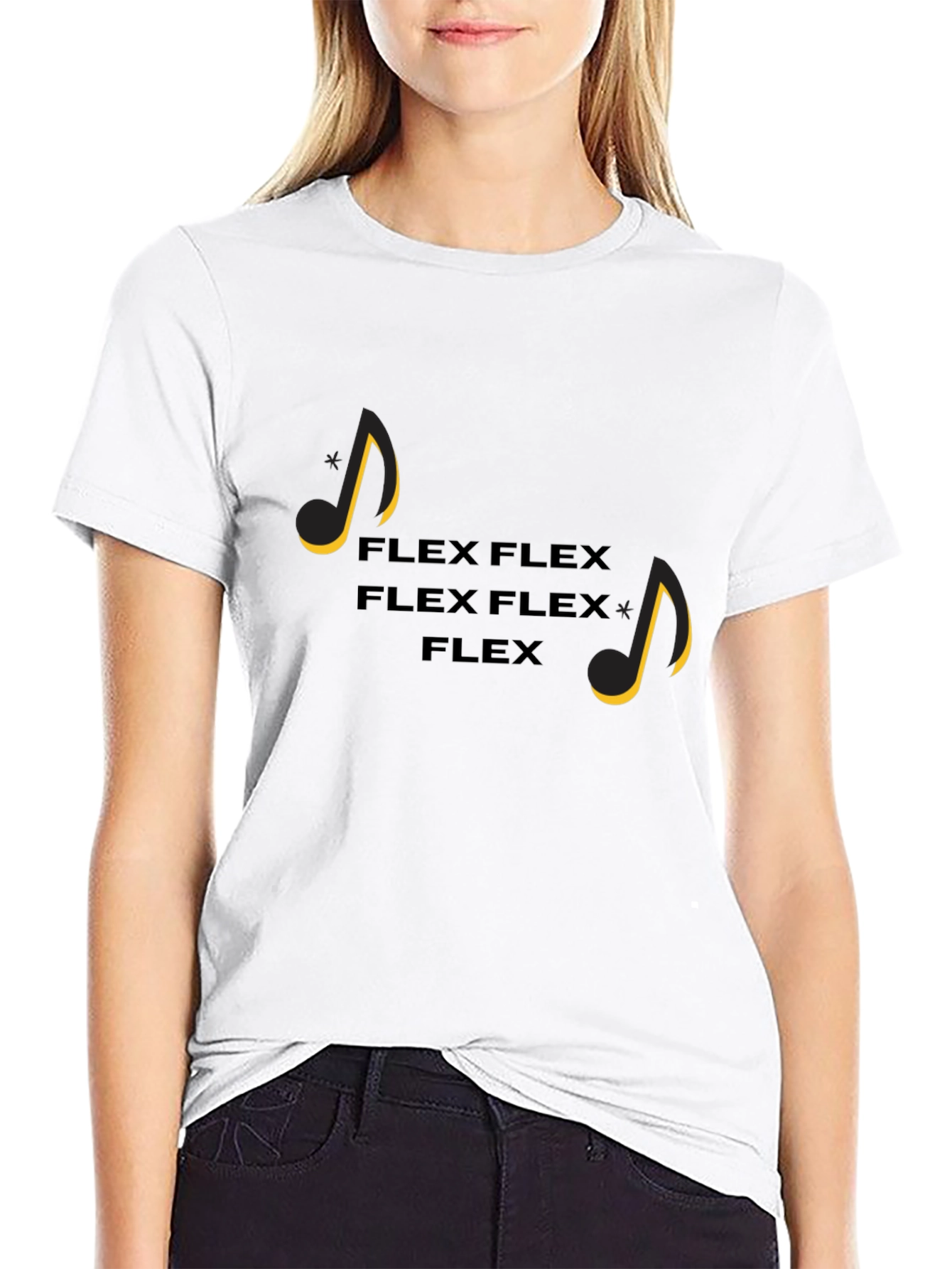 Flex Music Notes Graphic Tee - Black
