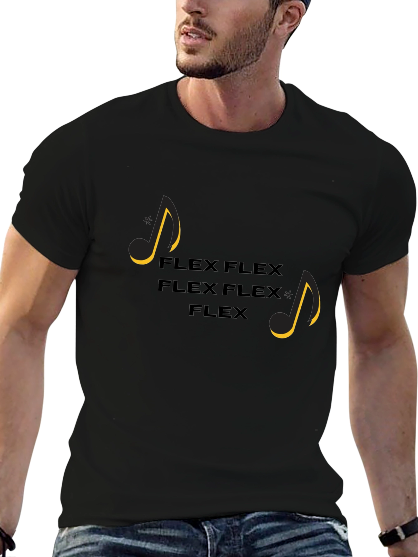 Flex Music Notes Graphic Tee - Black