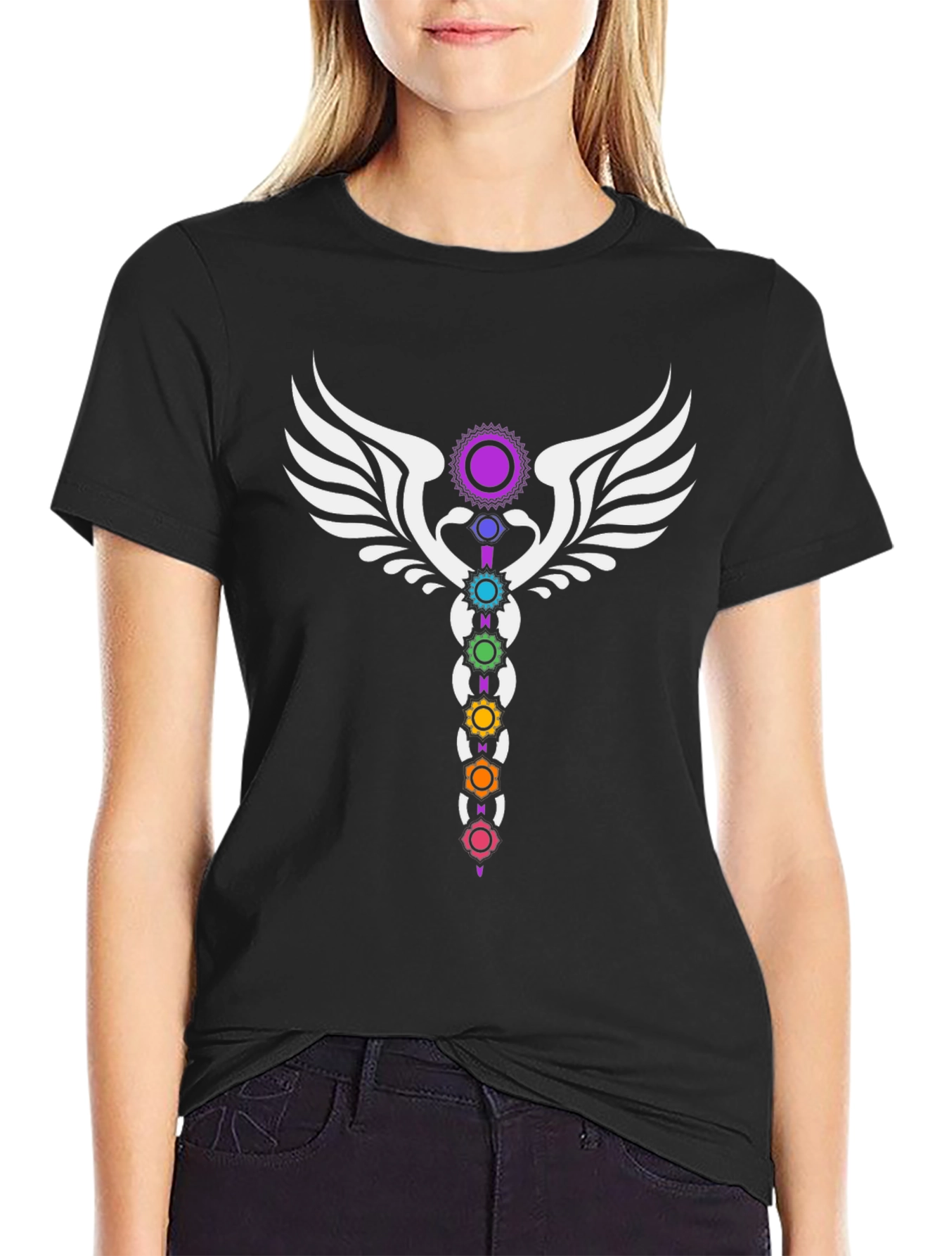 Chakra Wings Black Graphic Tee