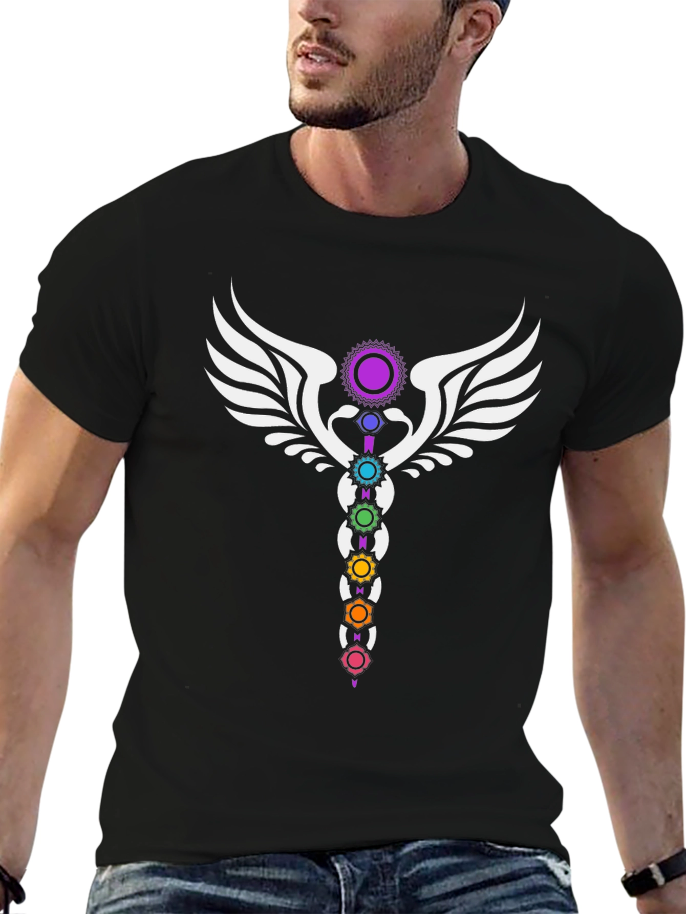 Chakra Wings Black Graphic Tee