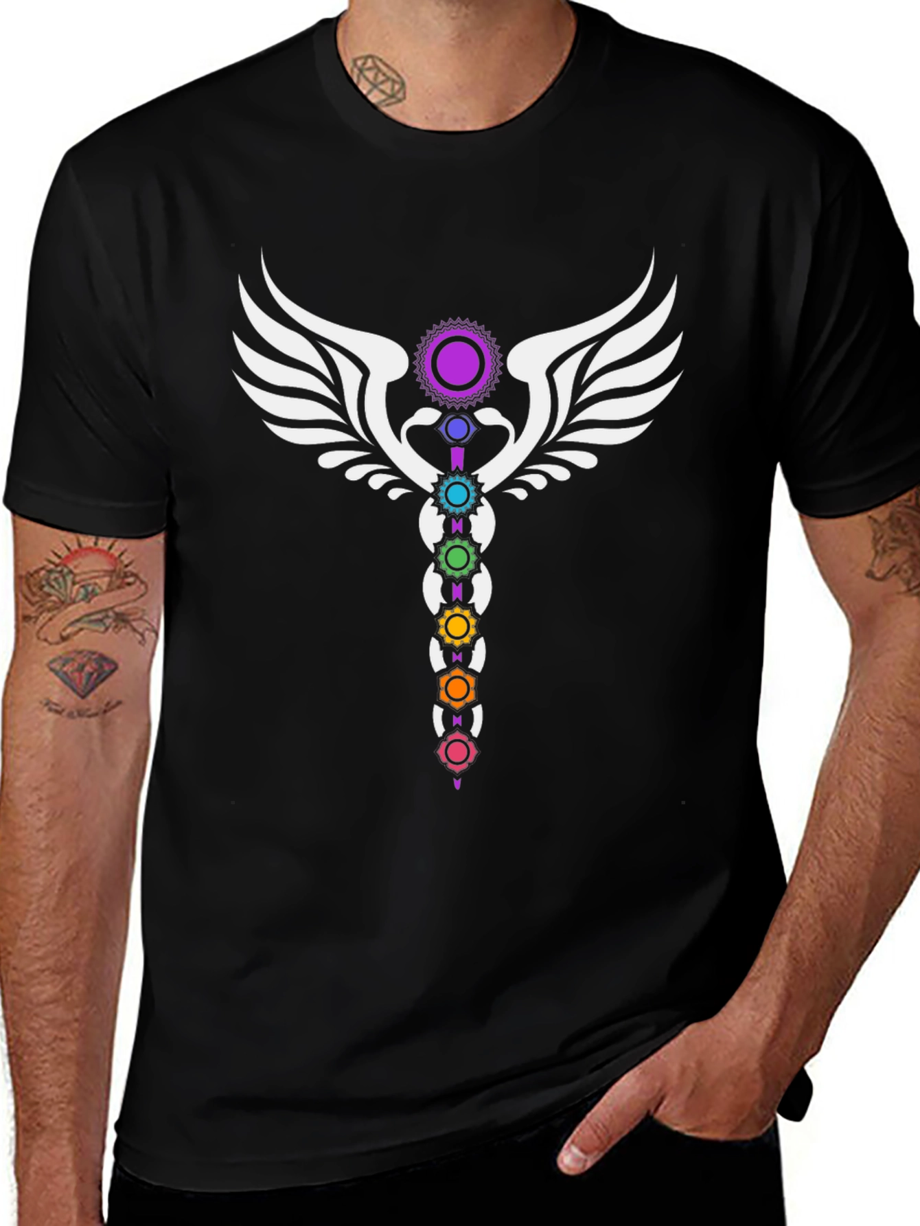 Chakra Wings Black Graphic Tee