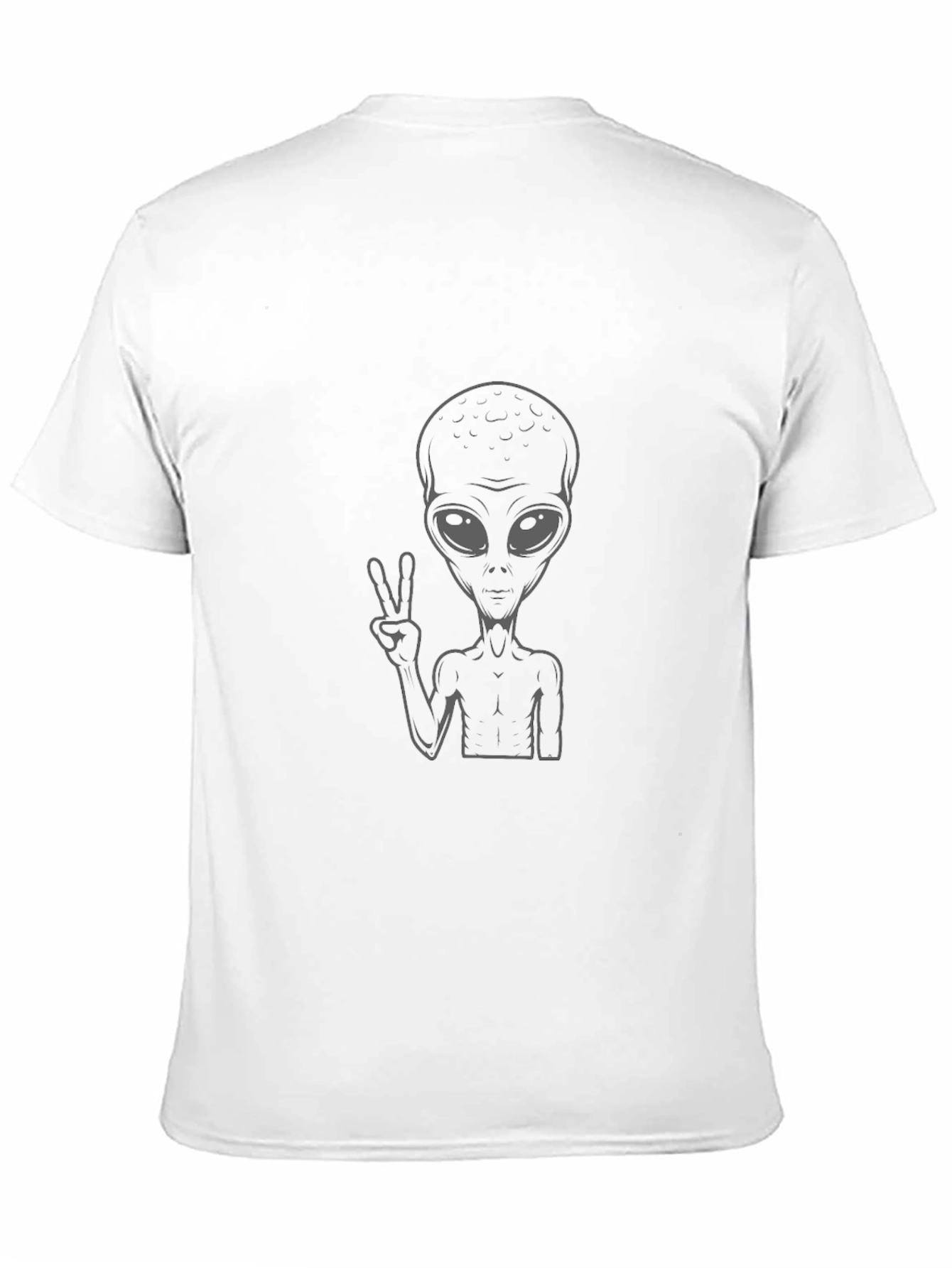 Alien Peace Sign Graphic Black T-Shirt