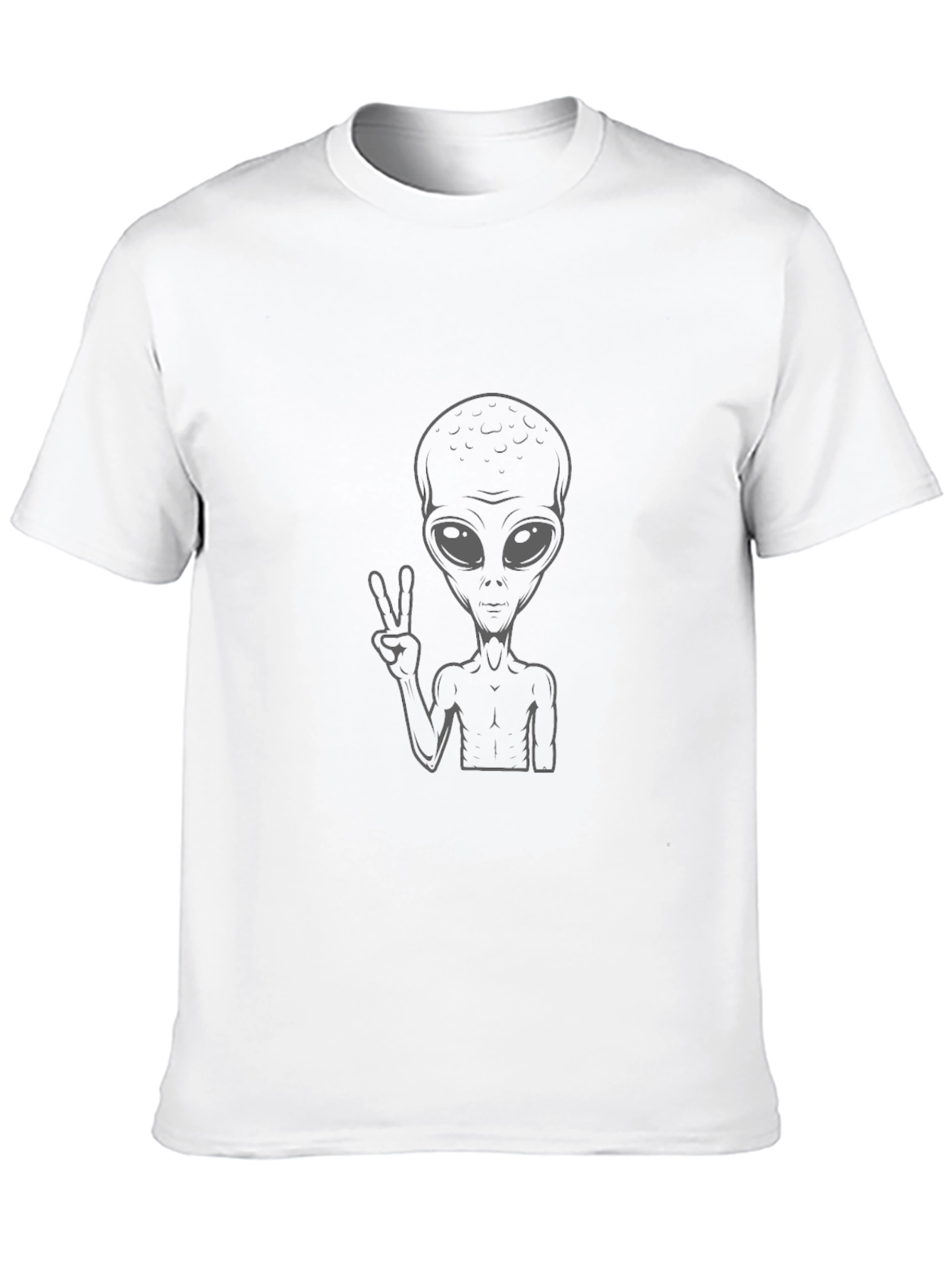 Alien Peace Sign Graphic Black T-Shirt