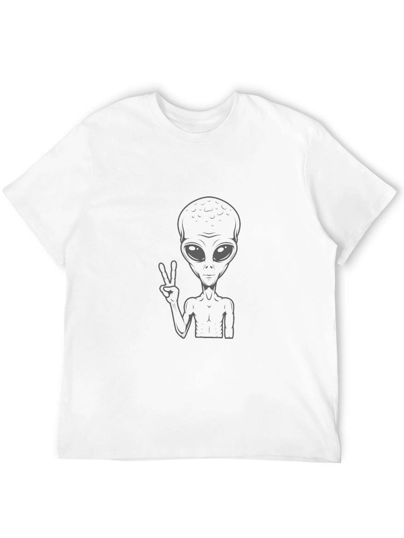 Alien Peace Sign Graphic Black T-Shirt