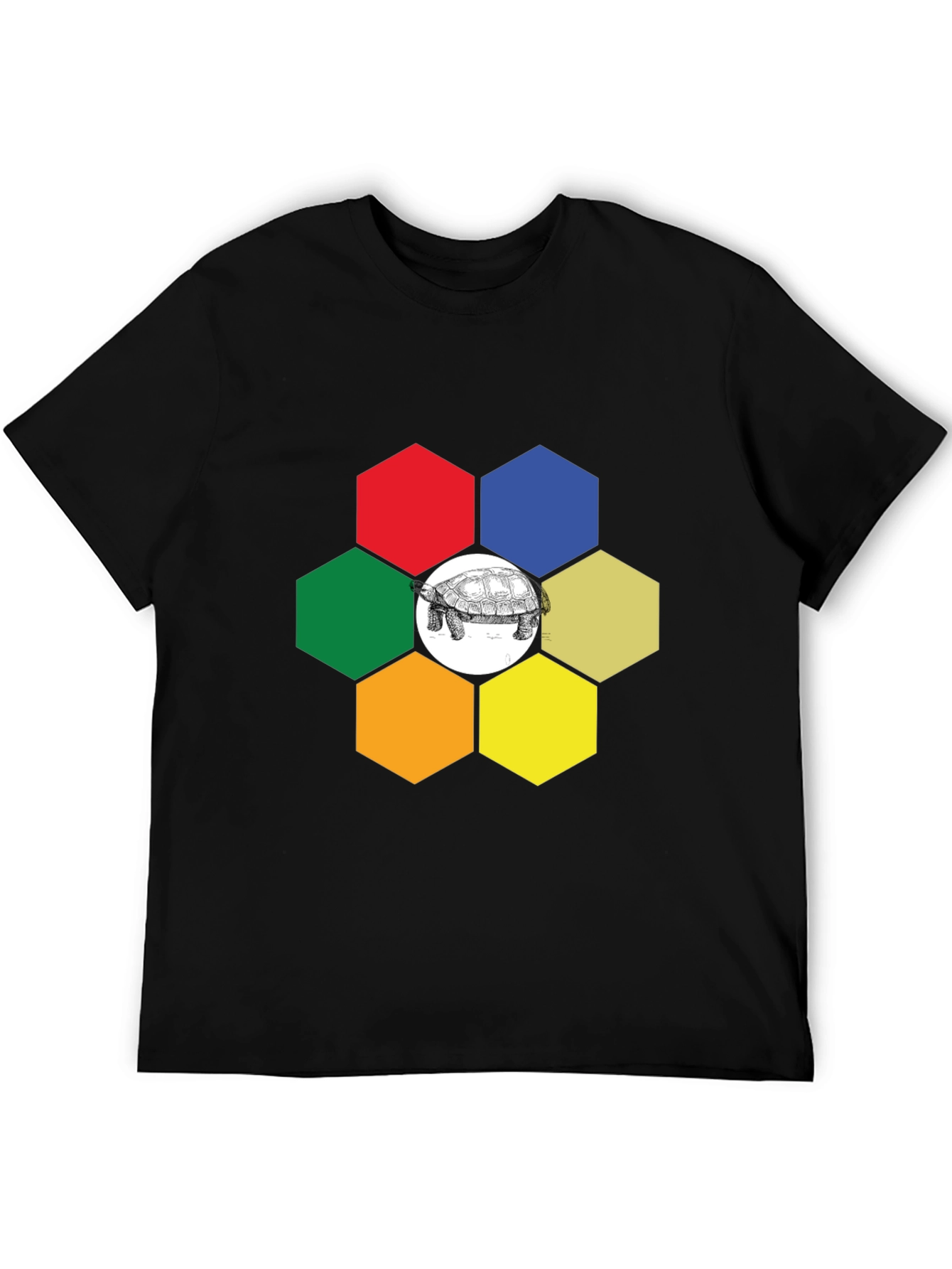 Hexagon Turtle Graphic Tee - Unique Design