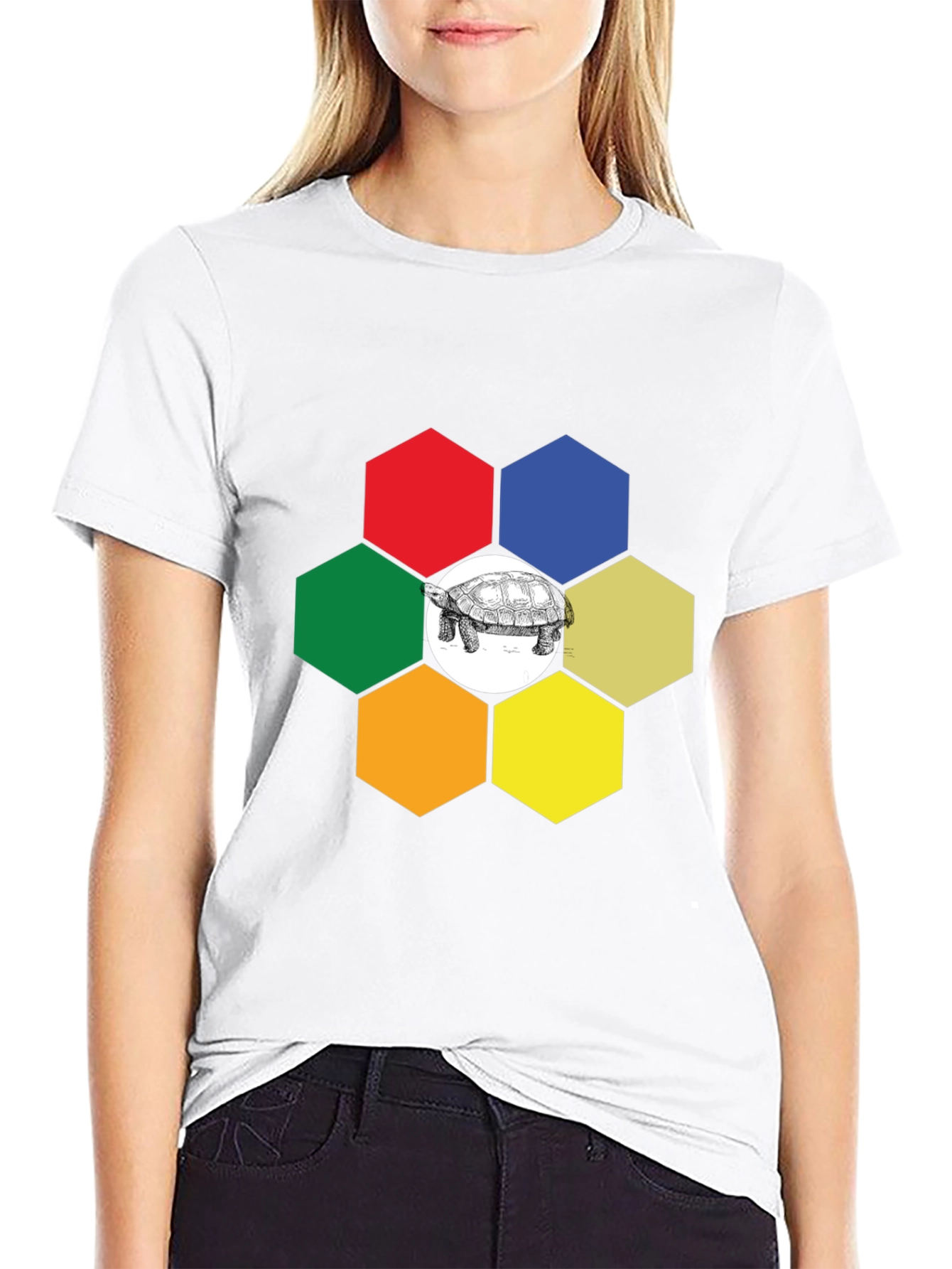Hexagon Turtle Graphic Tee - Unique Design