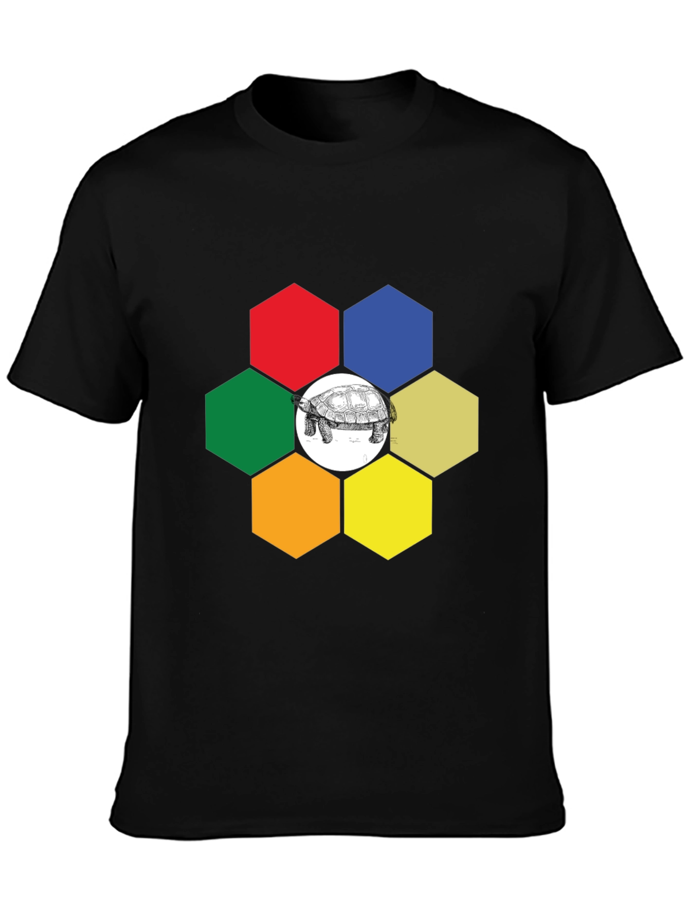 Hexagon Turtle Graphic Tee - Unique Design