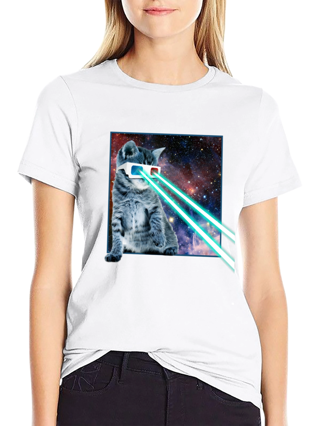 Laser Cat T-Shirt - Galaxy Kitten