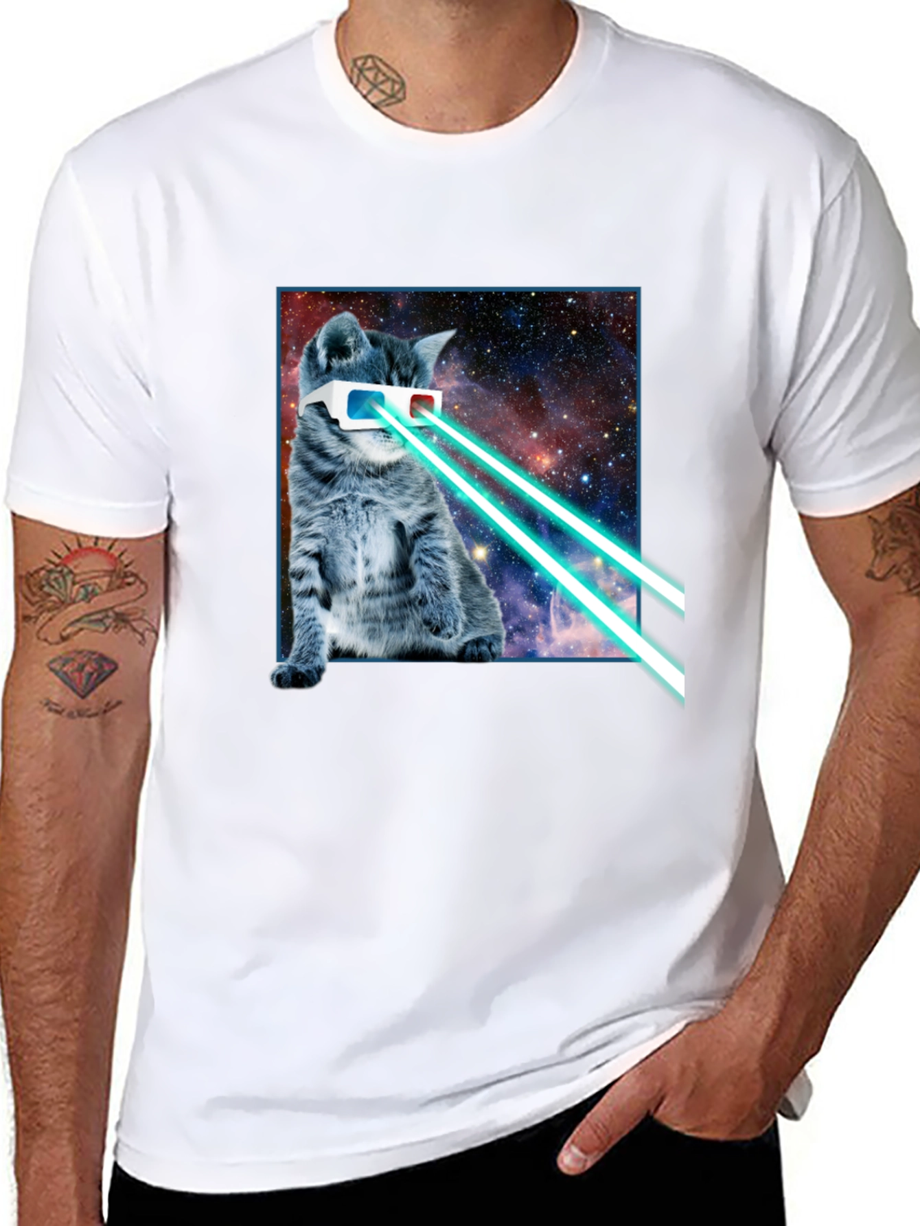 Laser Cat T-Shirt - Galaxy Kitten