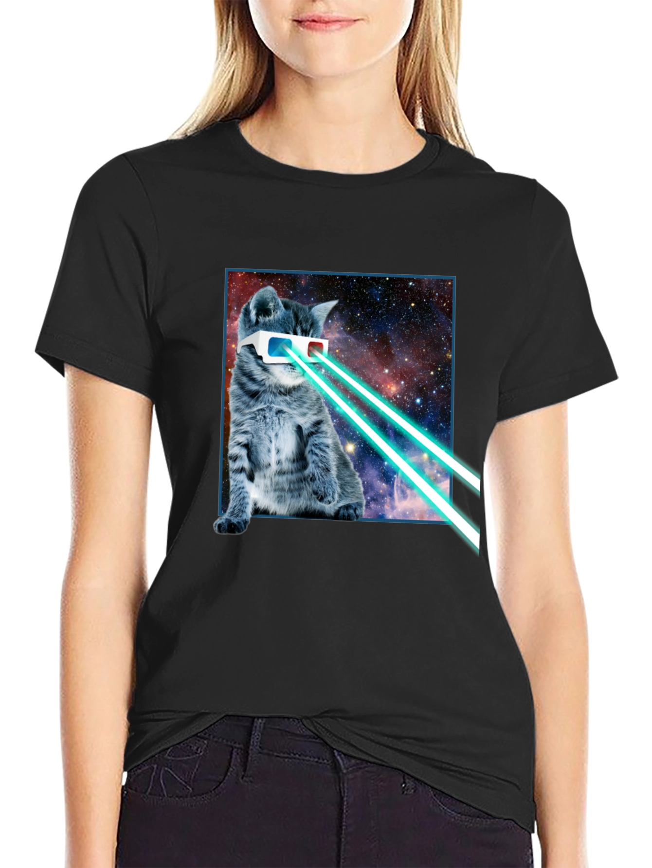 Laser Cat T-Shirt - Galaxy Kitten