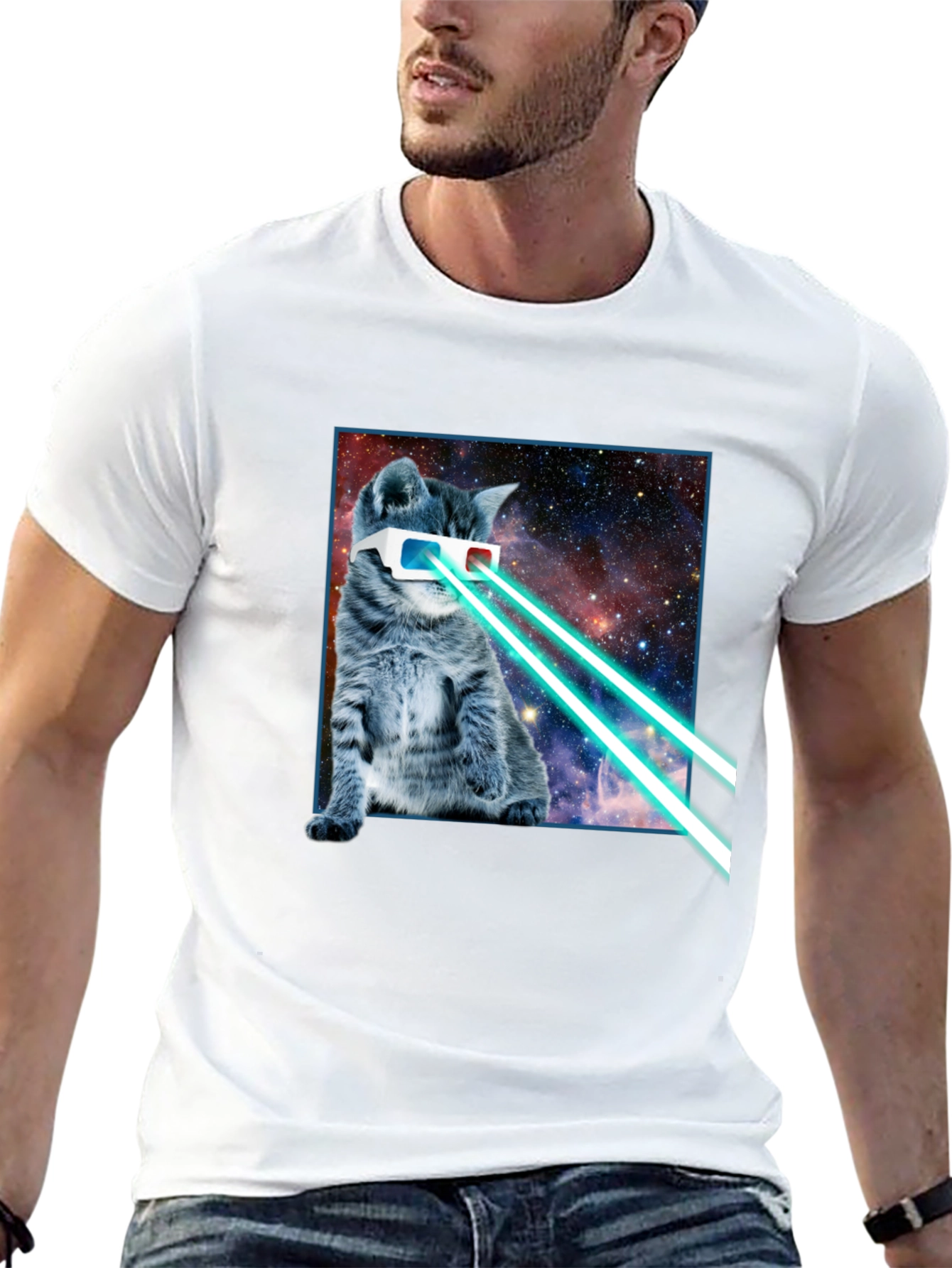 Laser Cat T-Shirt - Galaxy Kitten