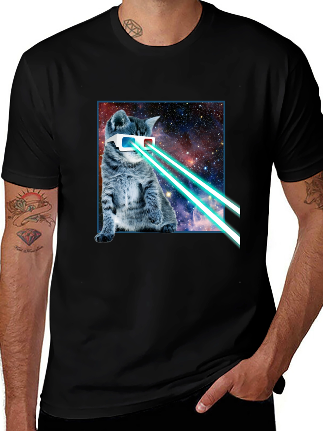 Laser Cat T-Shirt - Galaxy Kitten