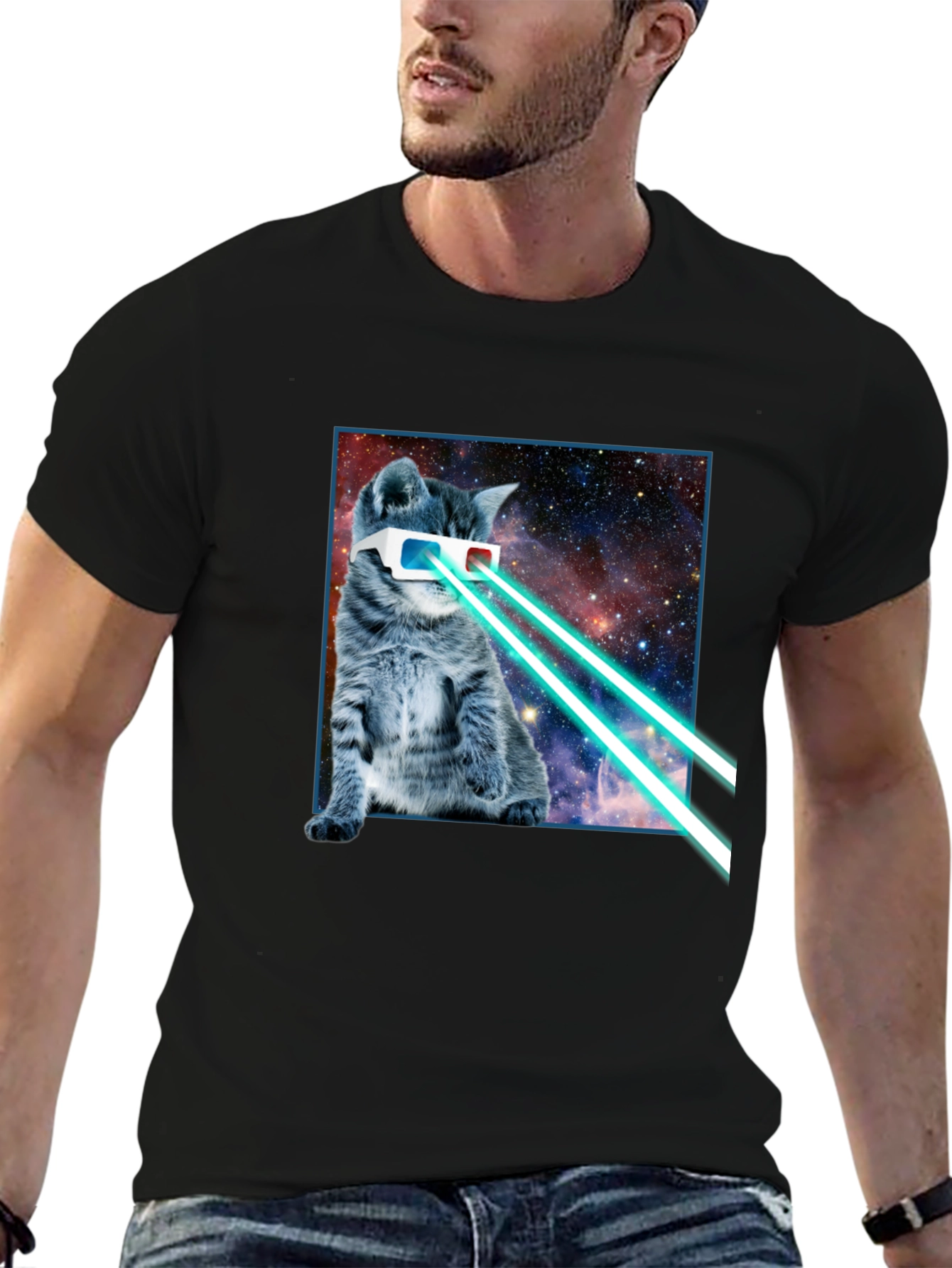 Laser Cat T-Shirt - Galaxy Kitten