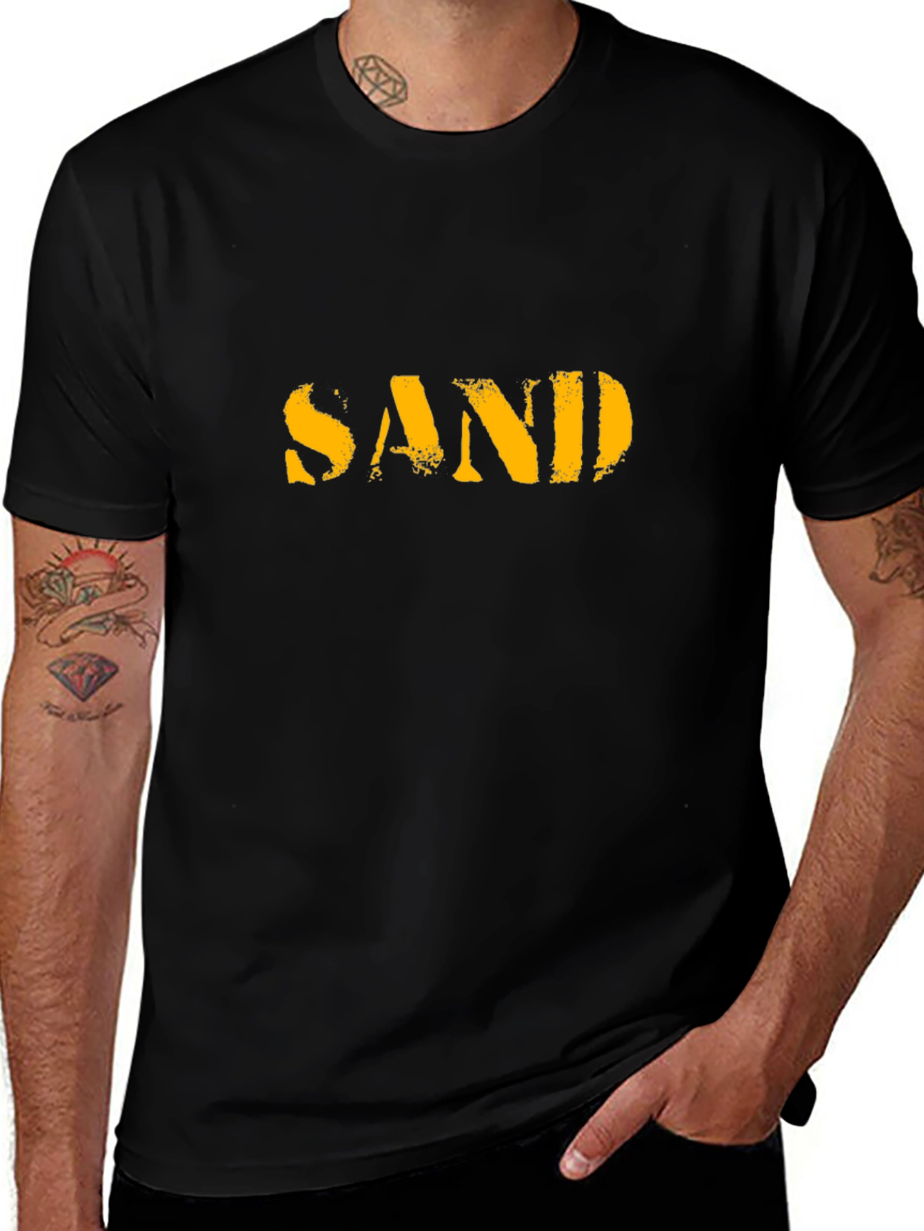 SAND Graphic Tee - Military Style - Black Cotton