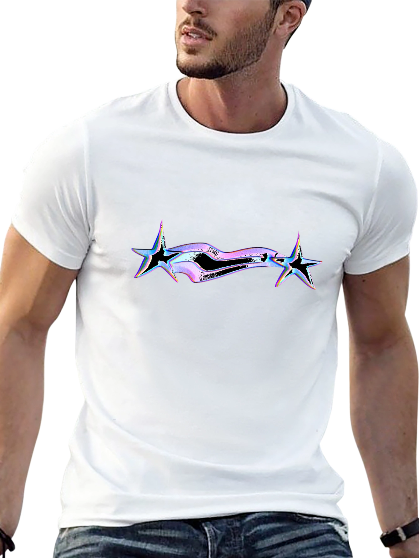 Edgy Black T-Shirt with Star Graphic