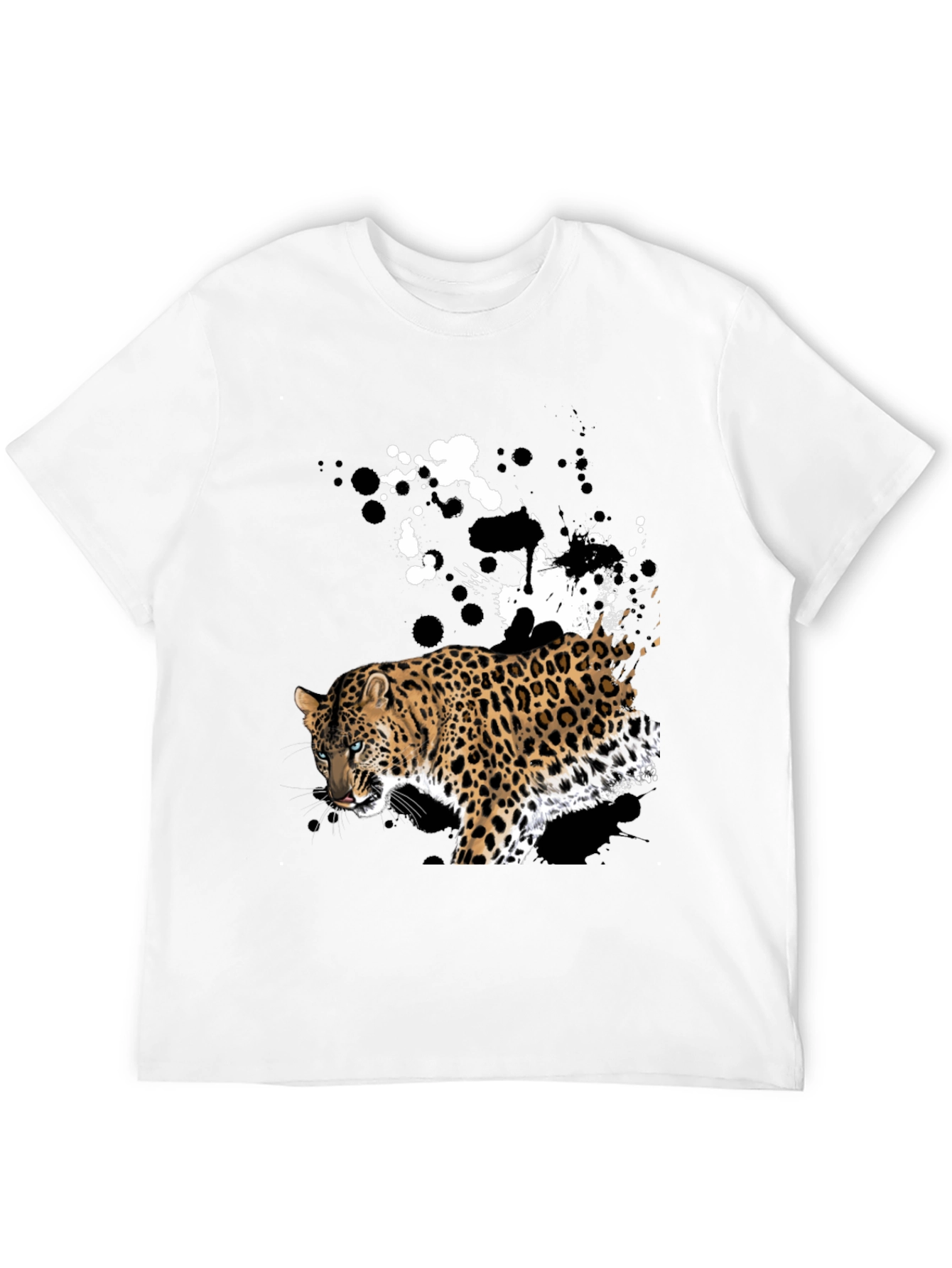 Leopard Splash Graphic T-Shirt - Black